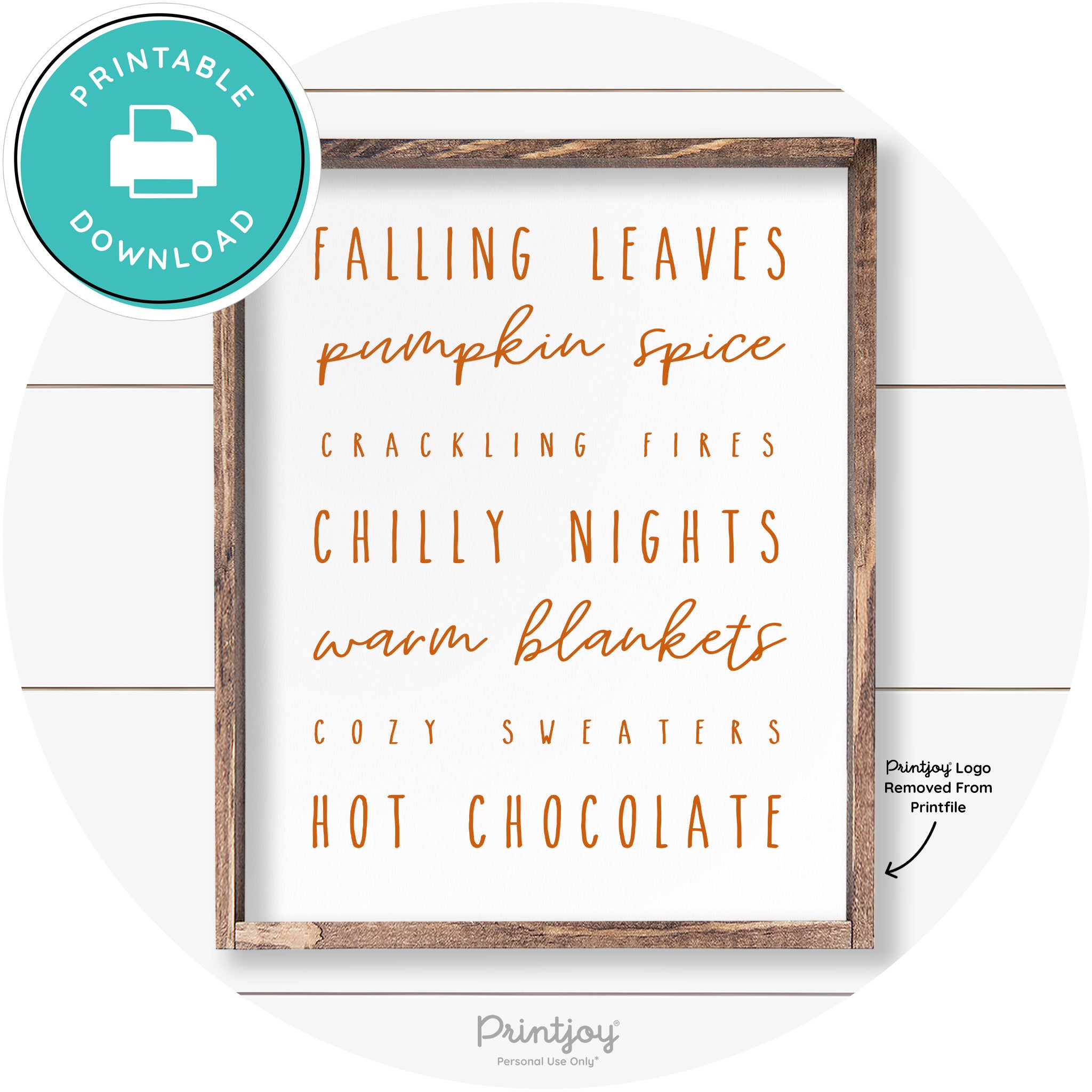 Fall Favorite Things Cute Farmhouse Autumn Wall Art Free Printable