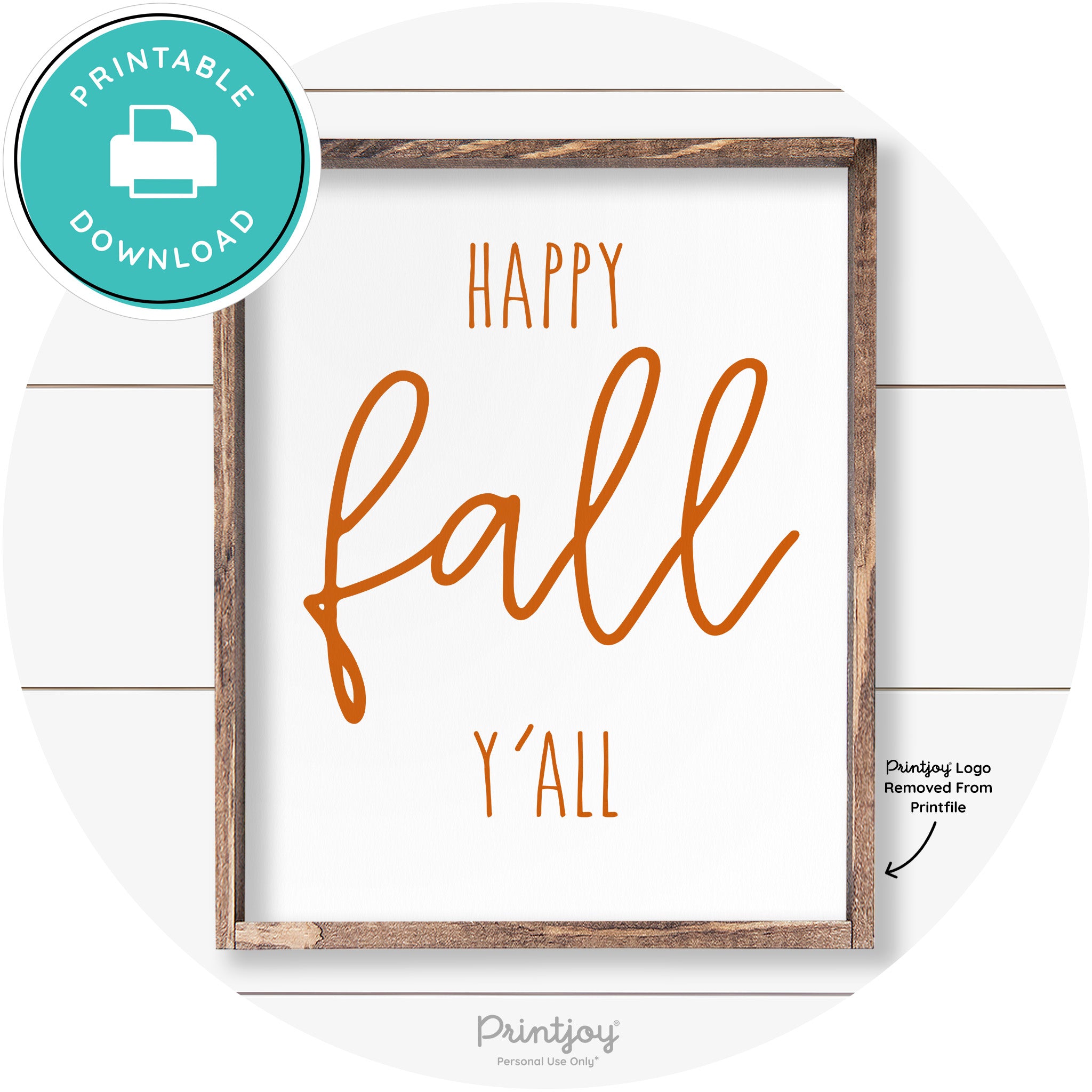 Happy Fall Y'all Cute Farmhouse Autumn Wall Art Decor Free Printable