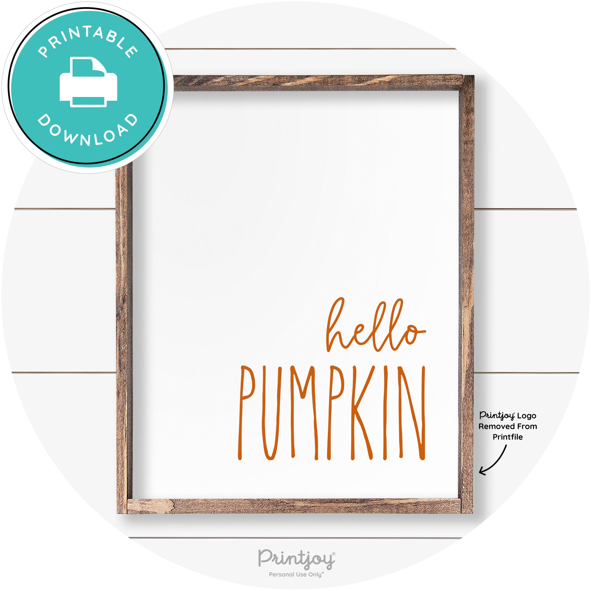 Hello Pumpkin Cute Fun Simple Farmhouse Wall Art Free Printable