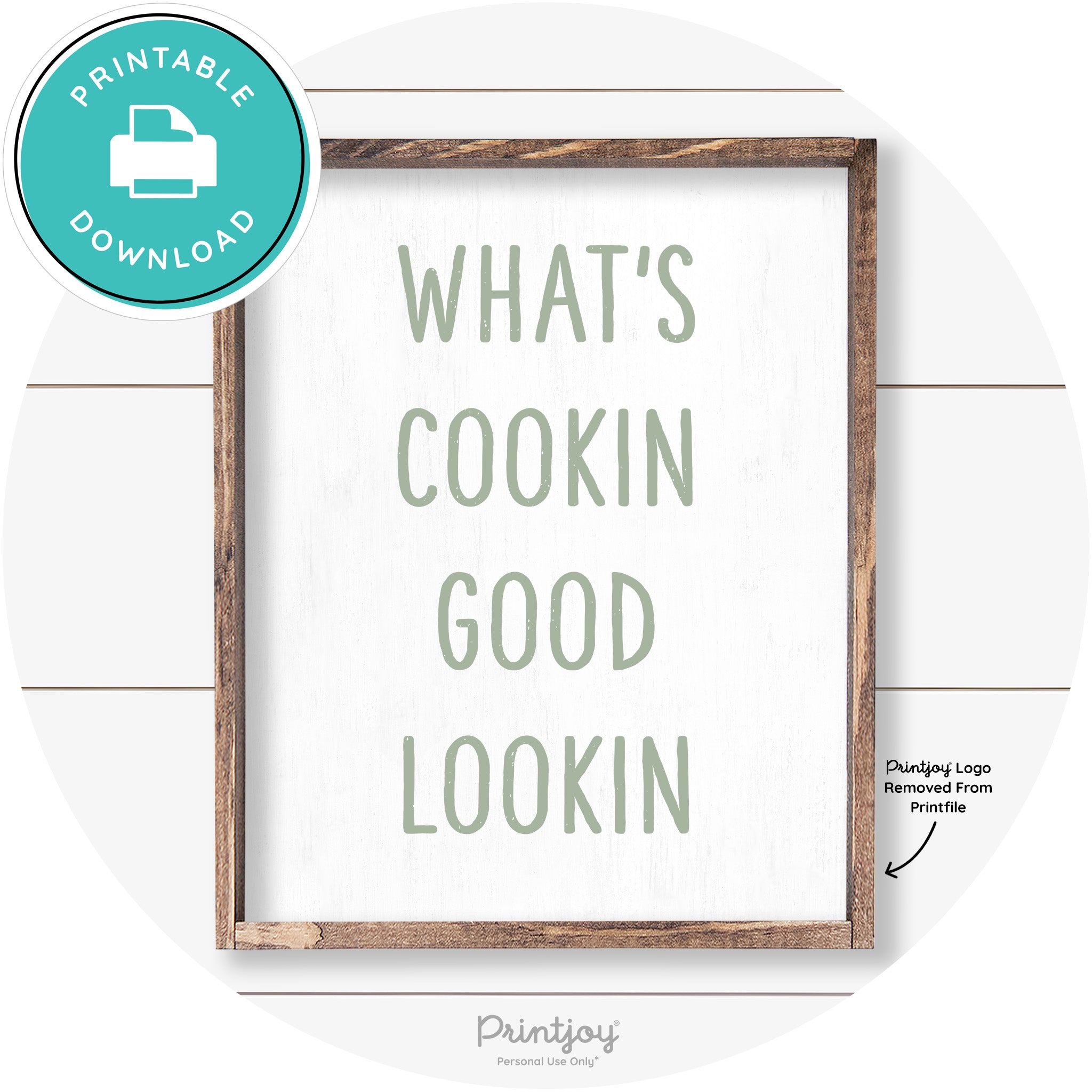 What's Cookin Good Lookin Farmhouse Kitchen Wall Art Free Printable