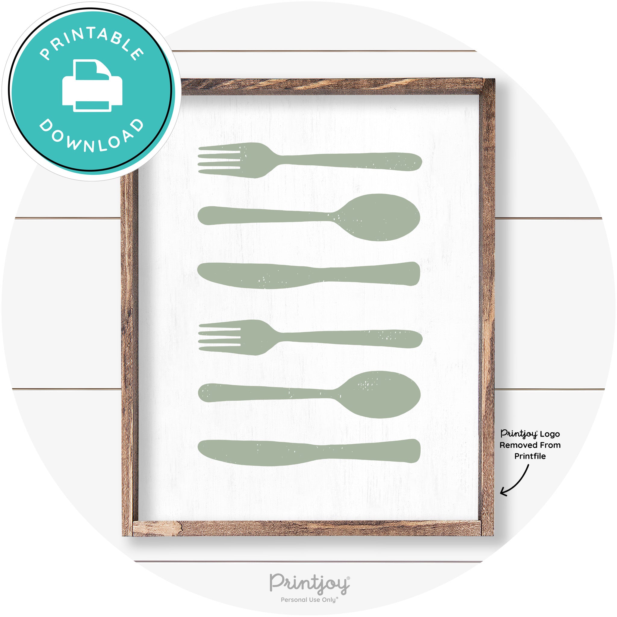 Fork Spoon Knife Pattern Farmhouse Kitchen Wall Art Free Printable