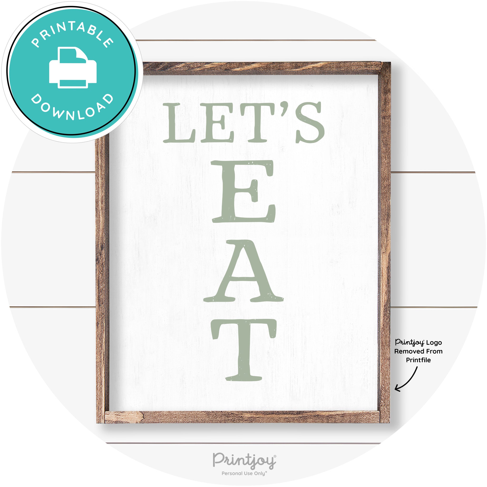 Let's Eat Kitchen Sign Rustic Farmhouse Wall Art Decor Free Printable
