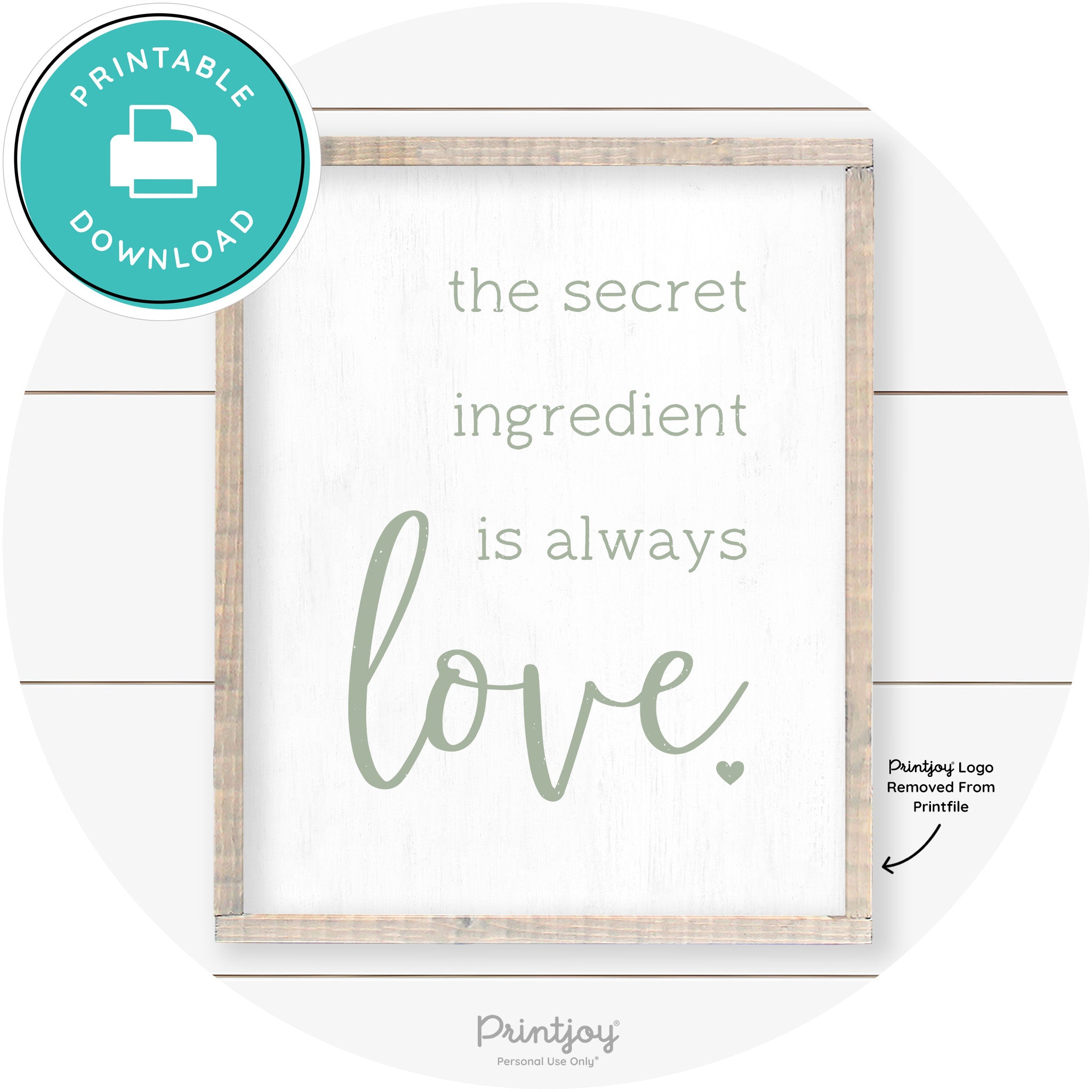Secret Ingredient Is Love Farmhouse Kitchen Wall Art Free Printable