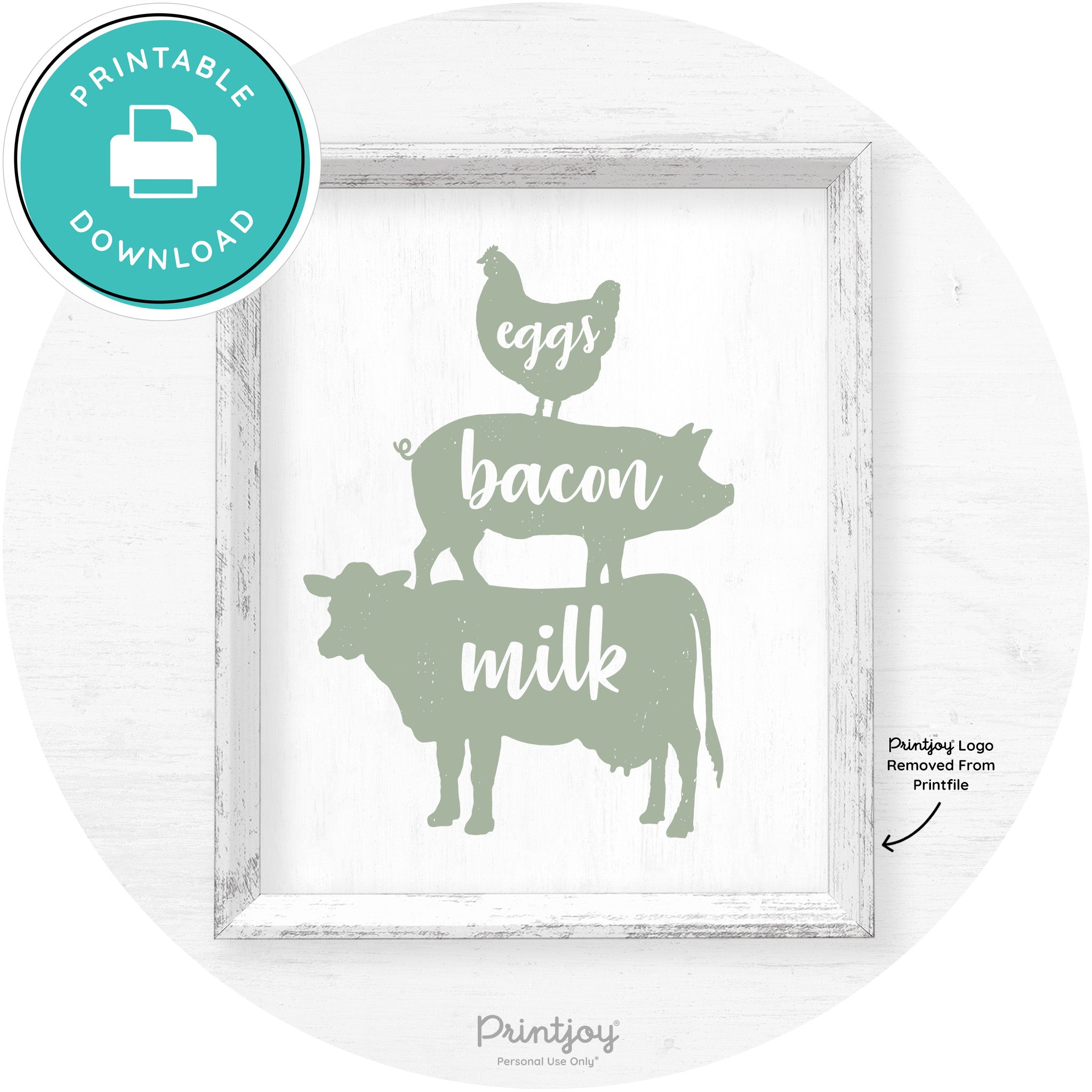 Stacked Farm Animals Eggs Bacon Milk Farmhouse Art Free Printable