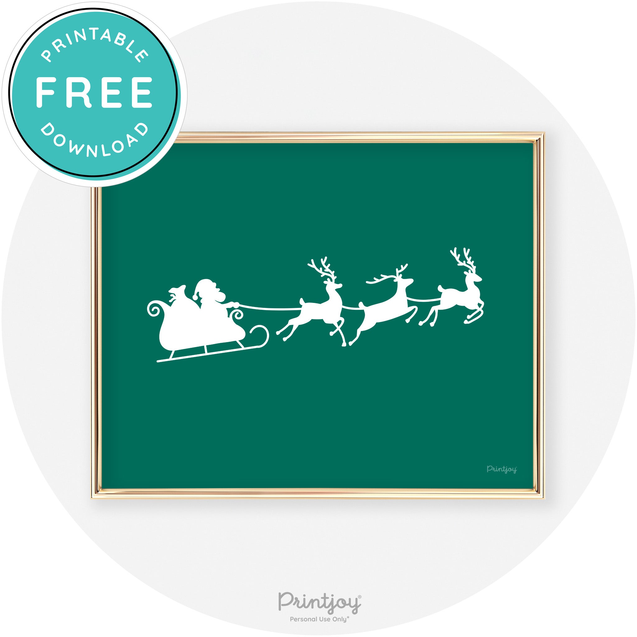 Santa Sleigh Reindeer Silhouette Cute Chic Wall Art Free Printable