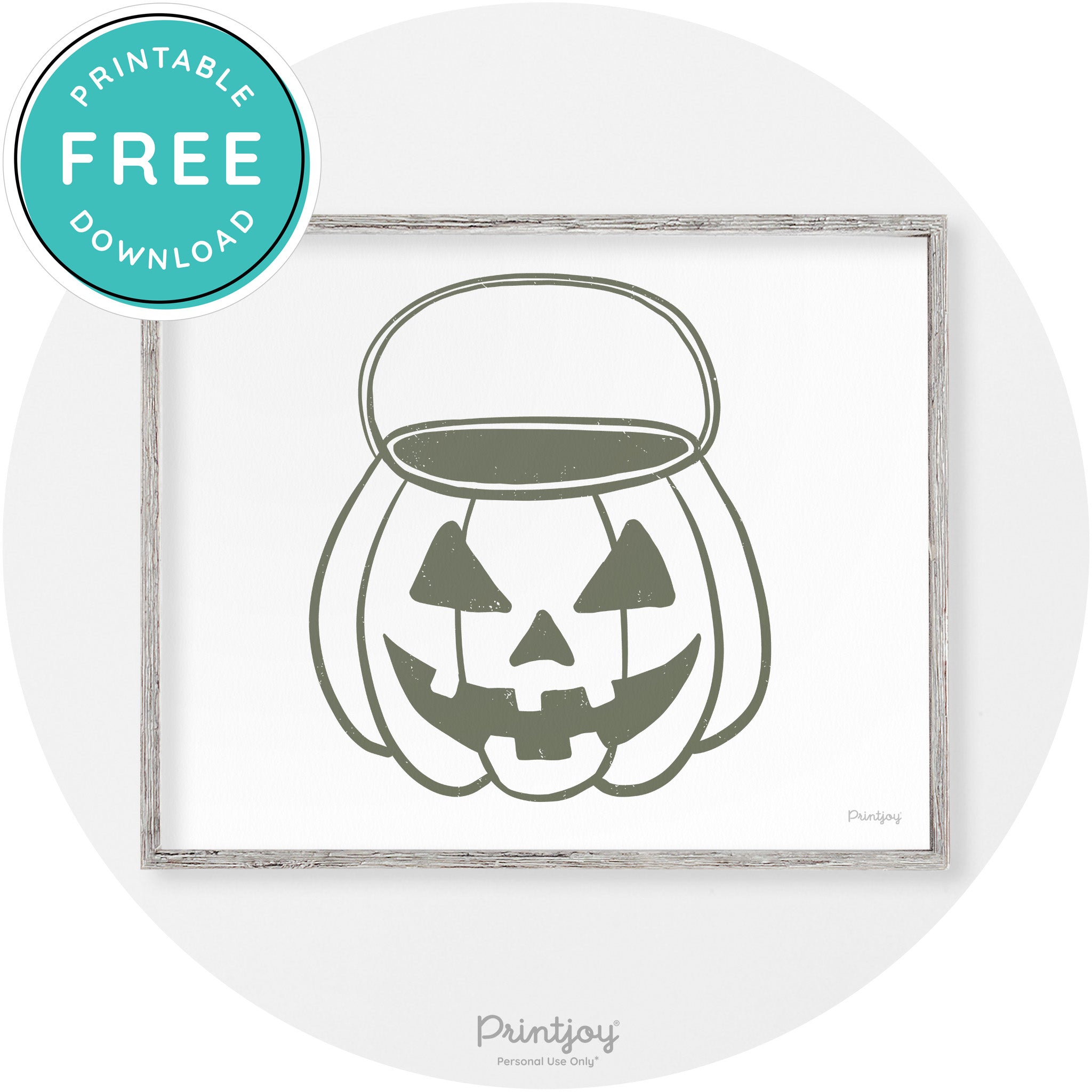 Jack O Lantern Treat Bucket Vintage Halloween Wall Art Free Printable - Printjoy