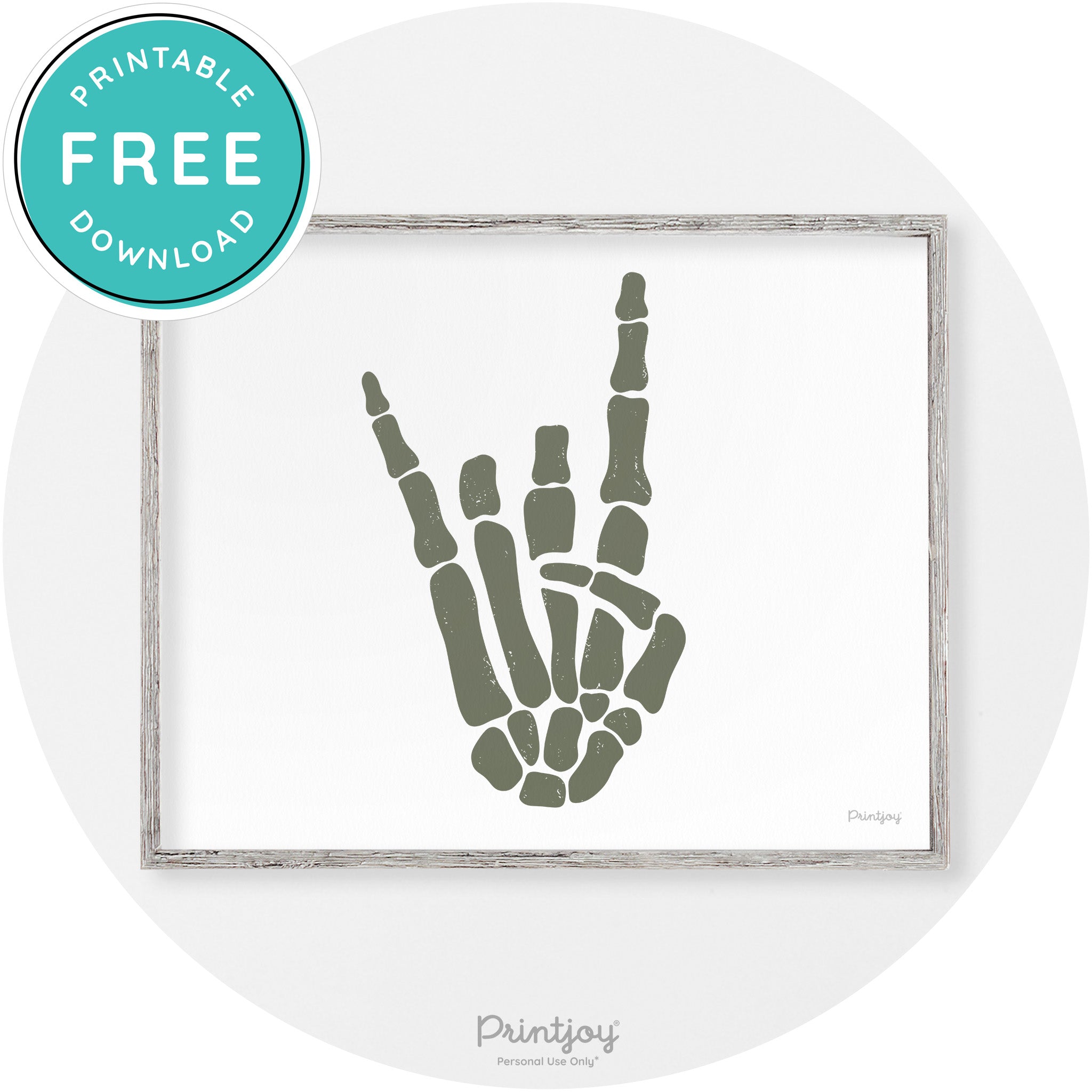 Skeleton Rock On Hand Bones Vintage Halloween Wall Art Free Printable - Printjoy