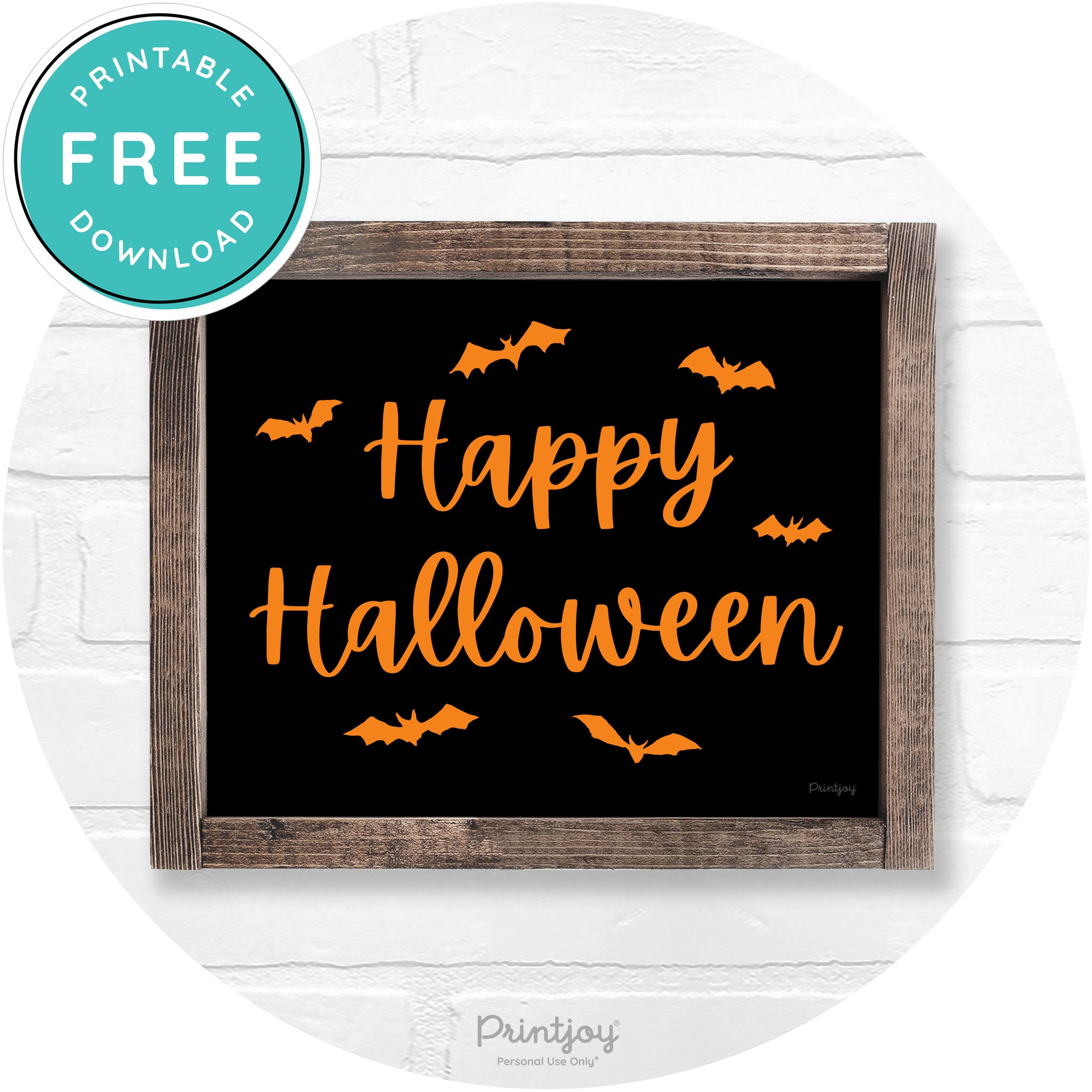 Happy Halloween Bats Rustic Farmhouse Wall Art Printable
