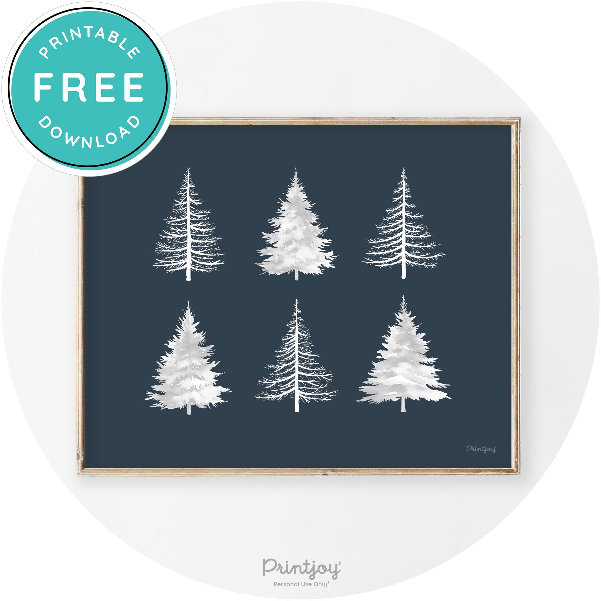 Christmas Trees Silhouette Modern Transitional Wall Art Free Printable - Printjoy