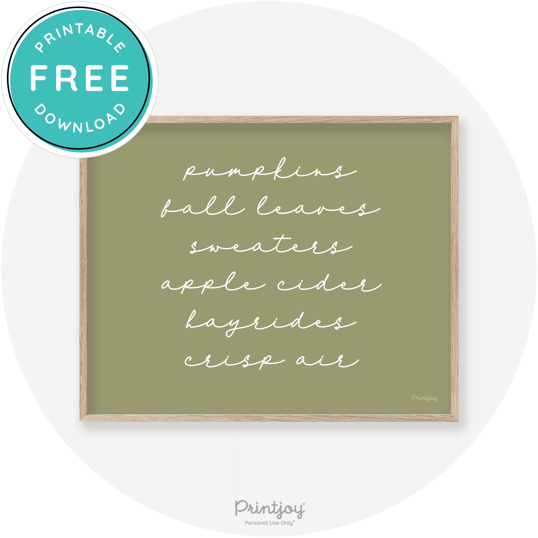 Fall Favorite Things Cute Modern Chic Decor Wall Art Printable