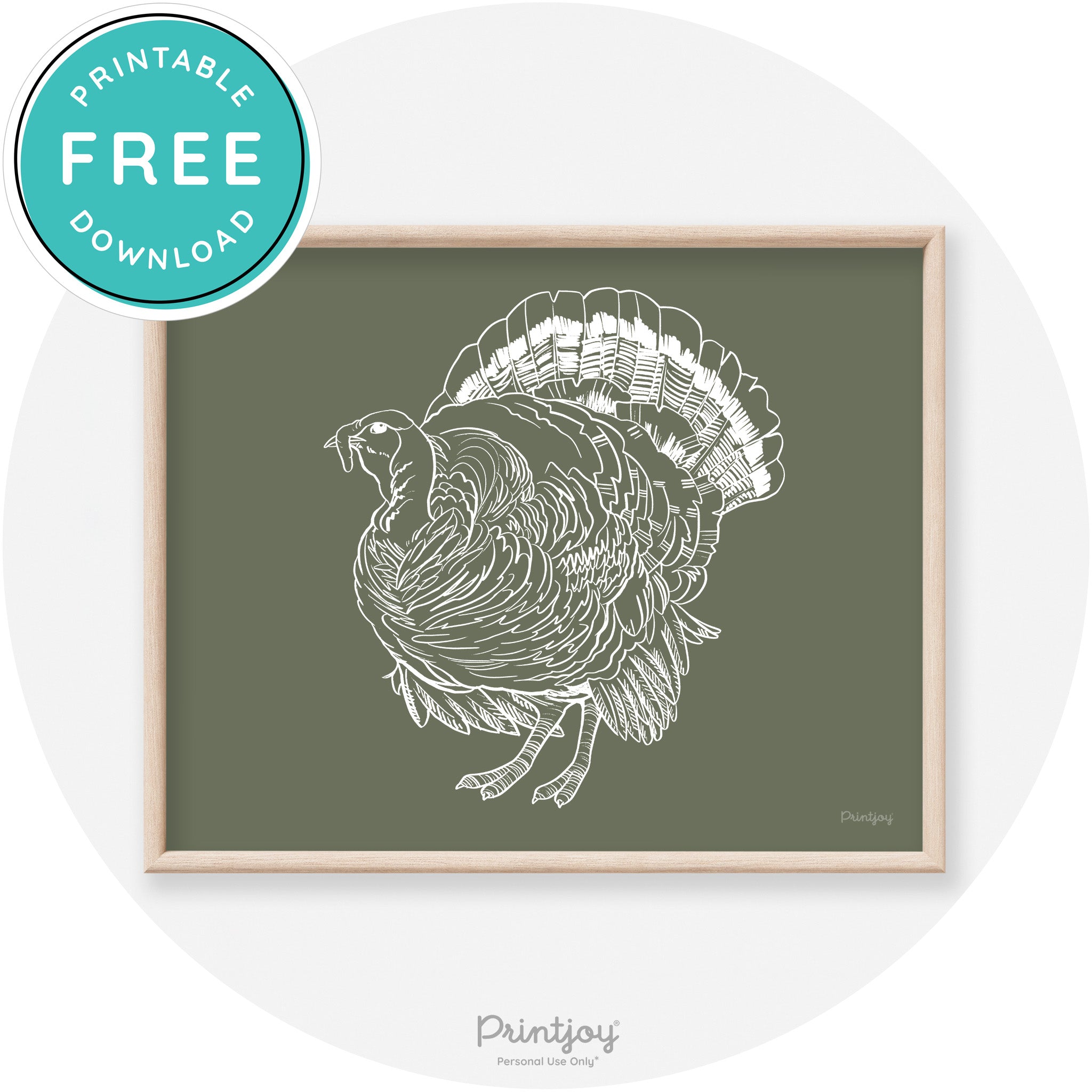 Turkey Drawing Thanksgiving Transitional Wall Art Decor Free Printable