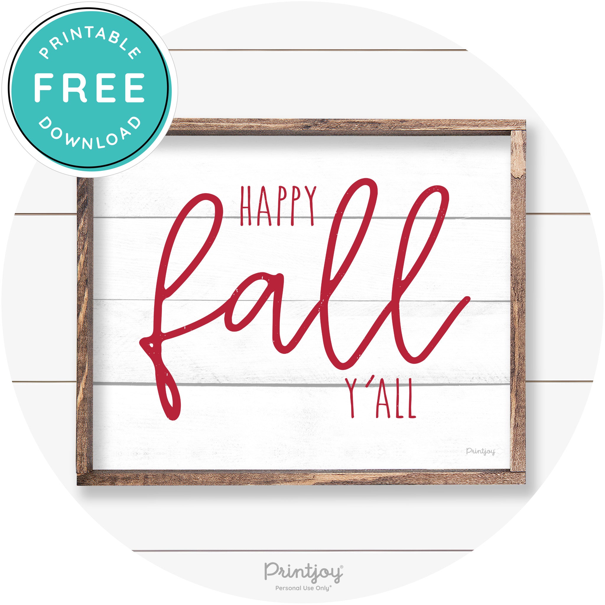 Happy Fall Y'all Cute Farmhouse Autumn Wall Art Decor Free Printable - Printjoy