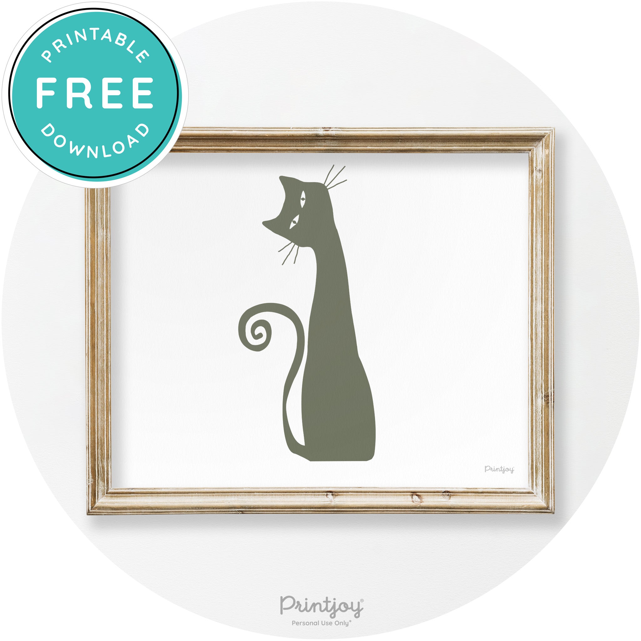 Creepy Skinny Cat Modern Vintage Halloween Wall Art Free Printable