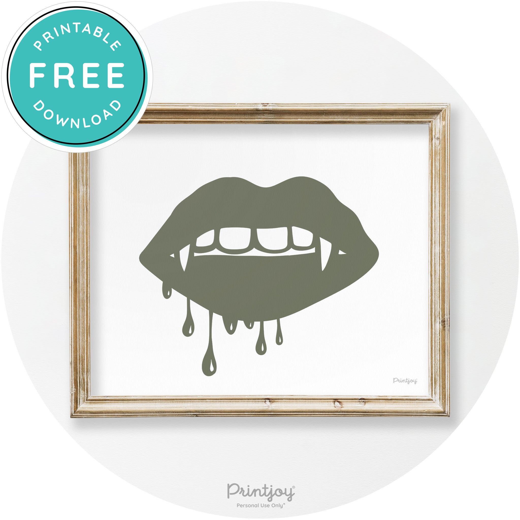 Dracula Fangs Teeth Modern Vintage Halloween Wall Art Free Printable