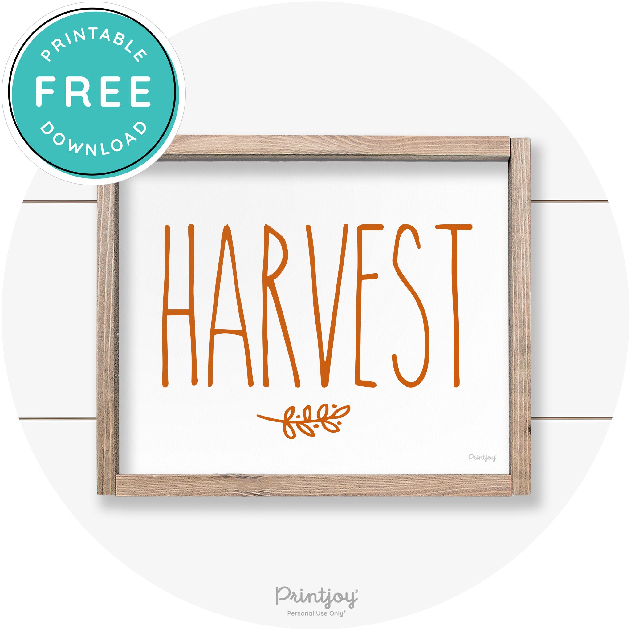 Fall Harvest Tall Letting Cute Farmhouse Wall Art Printable