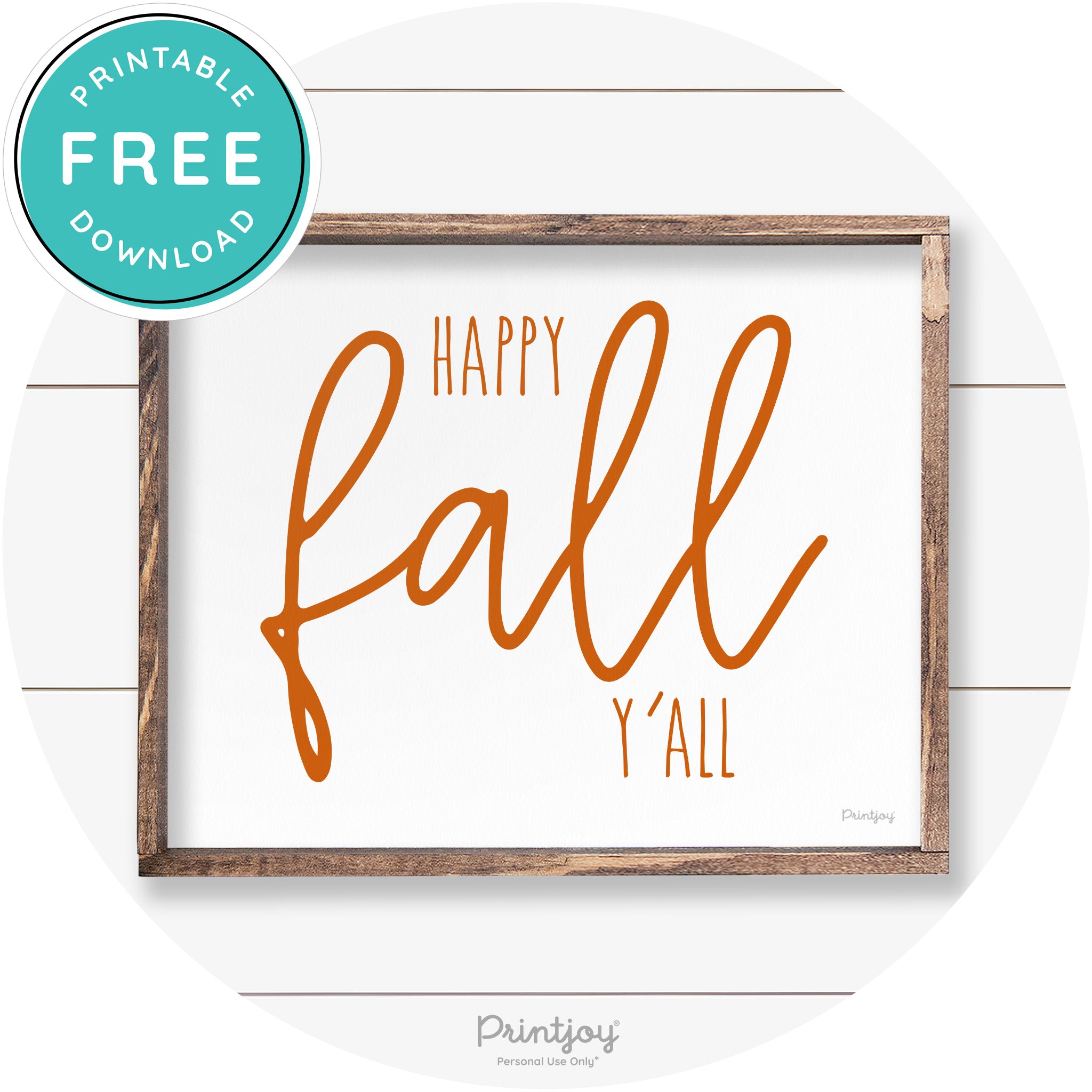 Happy Fall Y'all Cute Farmhouse Autumn Wall Art Decor Free Printable