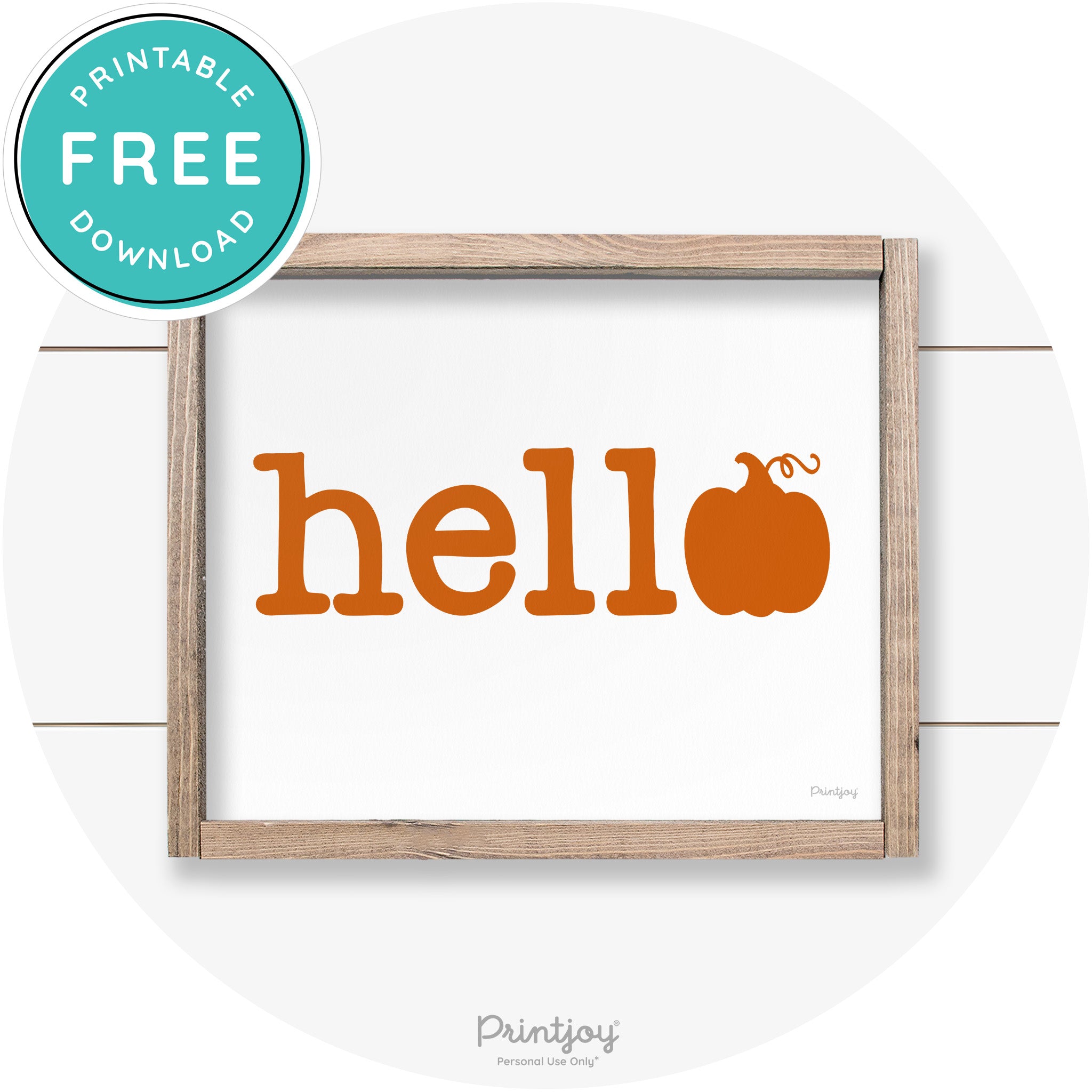 Hello Pumpkin Fall Autumn Cute Farmhouse Wall Art Free Printable