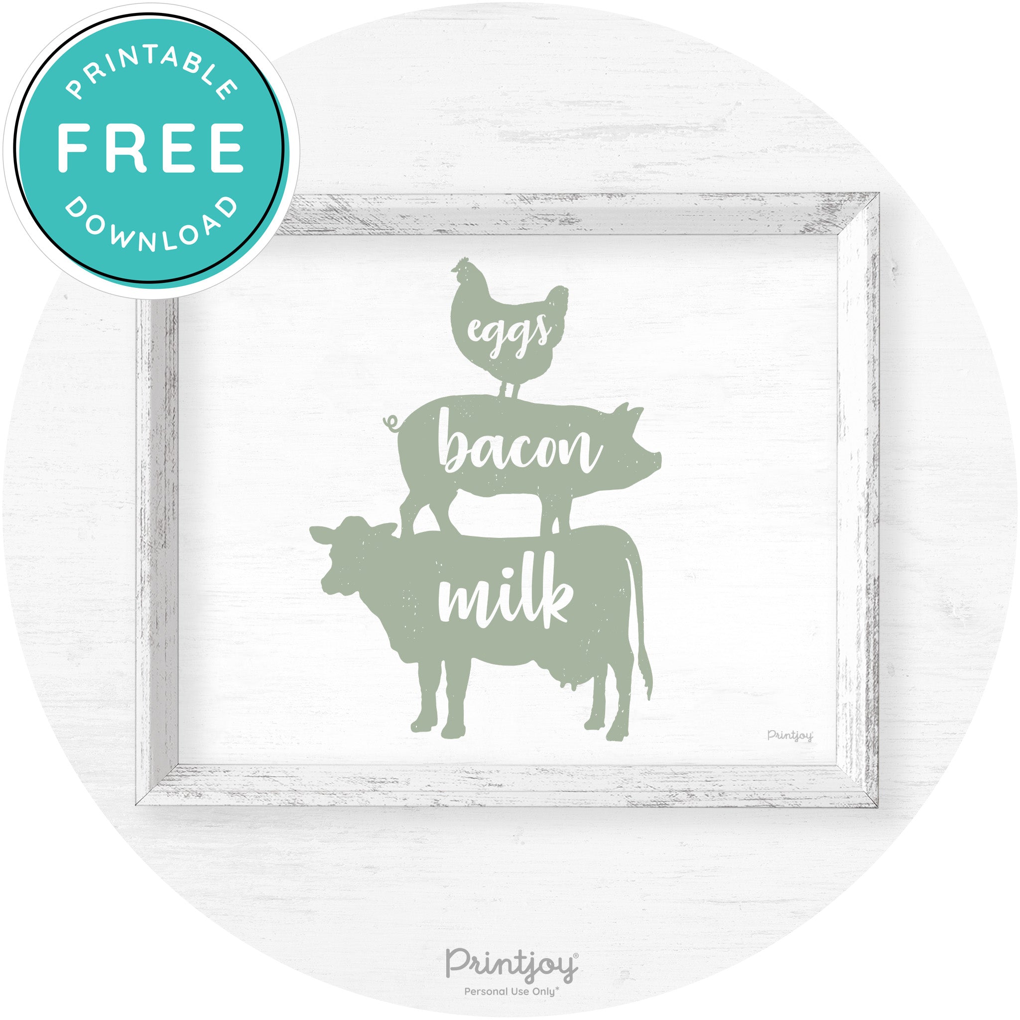 Stacked Farm Animals Eggs Bacon Milk Farmhouse Art Free Printable