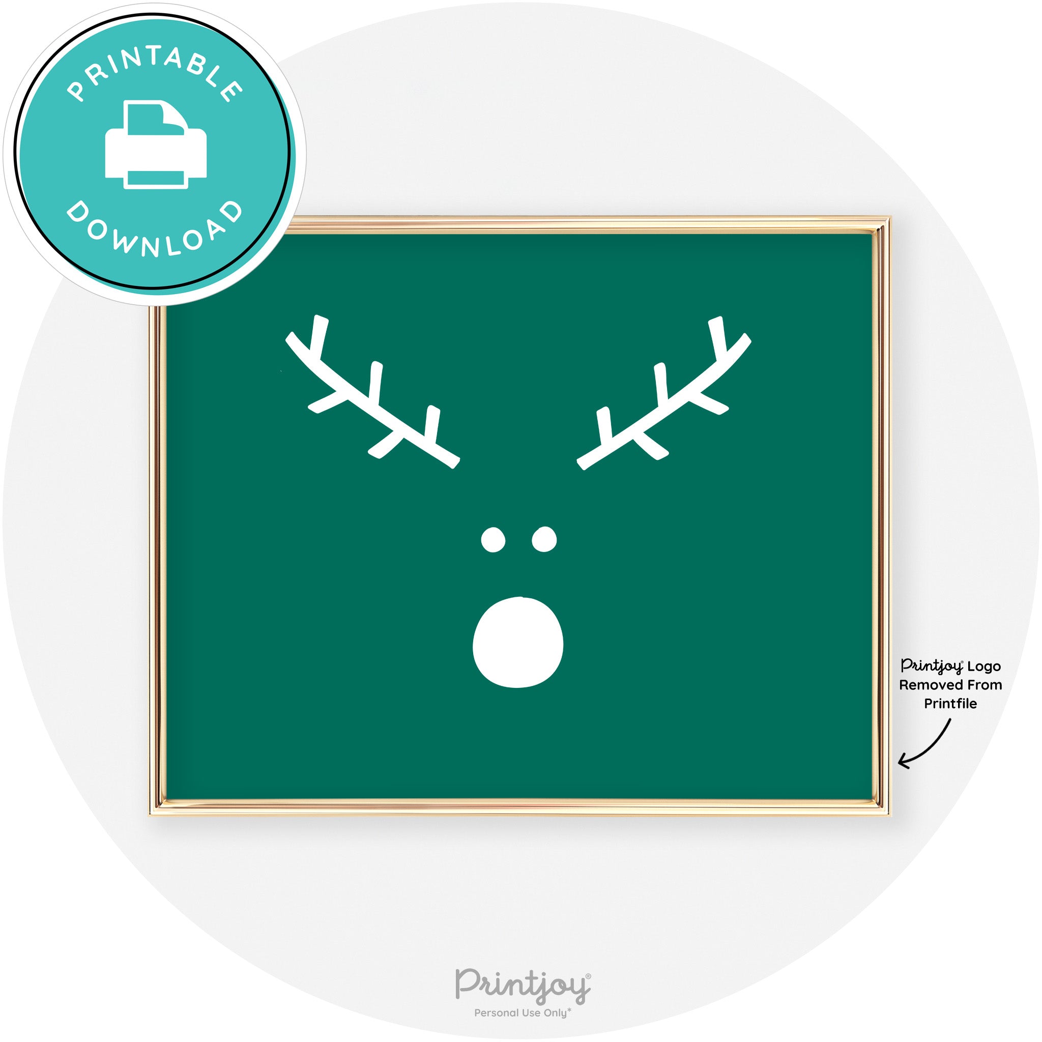 Simple Rudolph Reindeer Face Cute Chic Wall Art Free Printable