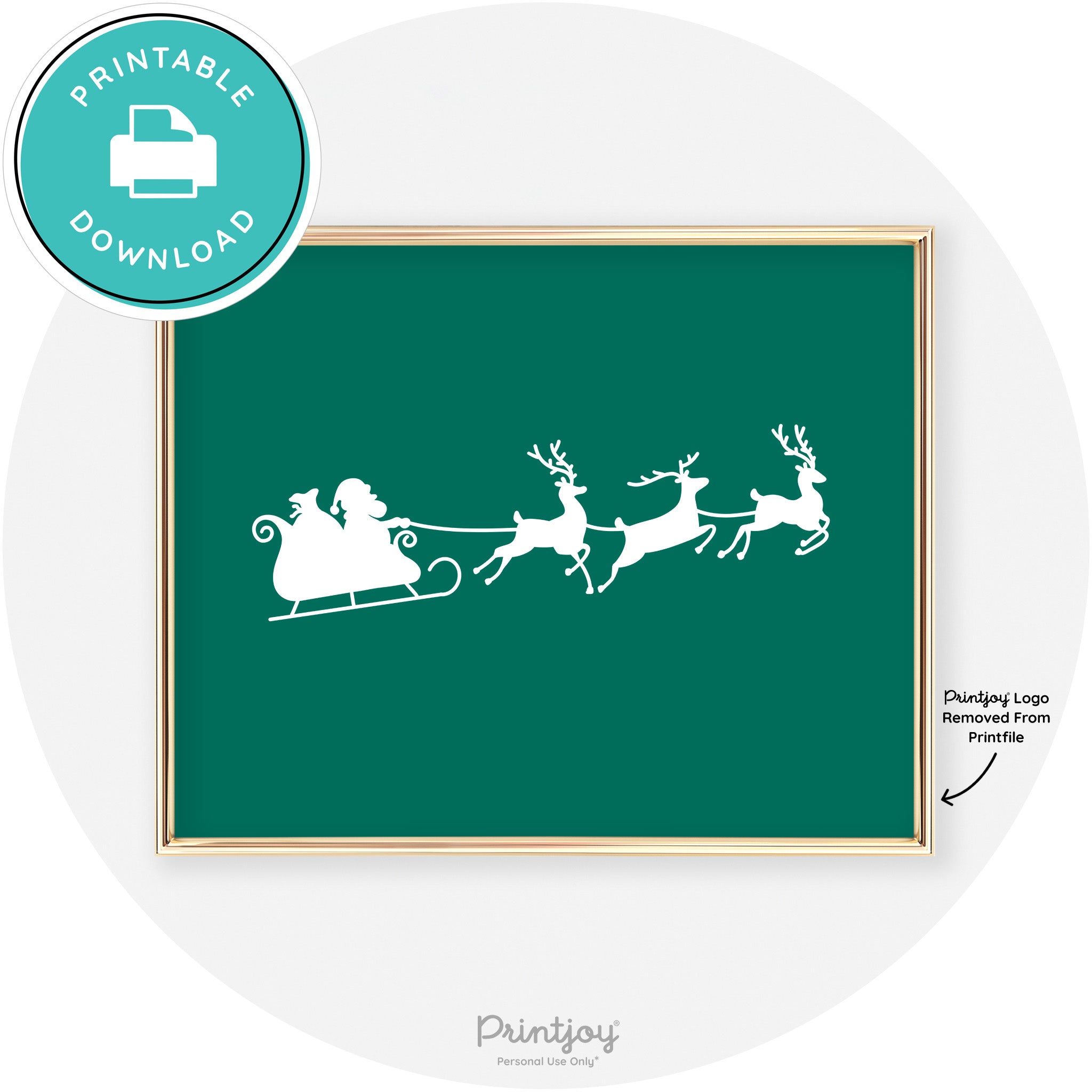 Santa Sleigh Reindeer Silhouette Cute Chic Wall Art Free Printable