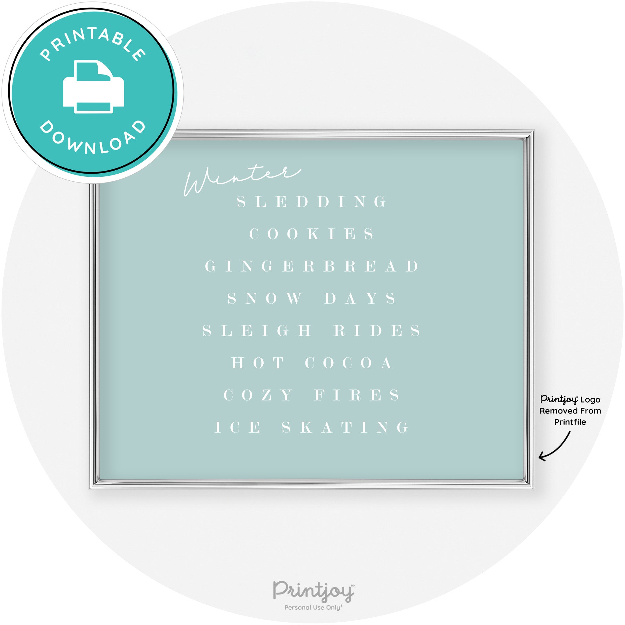 Winter Favorite Things Modern Chic Wall Art Decor Free Printable