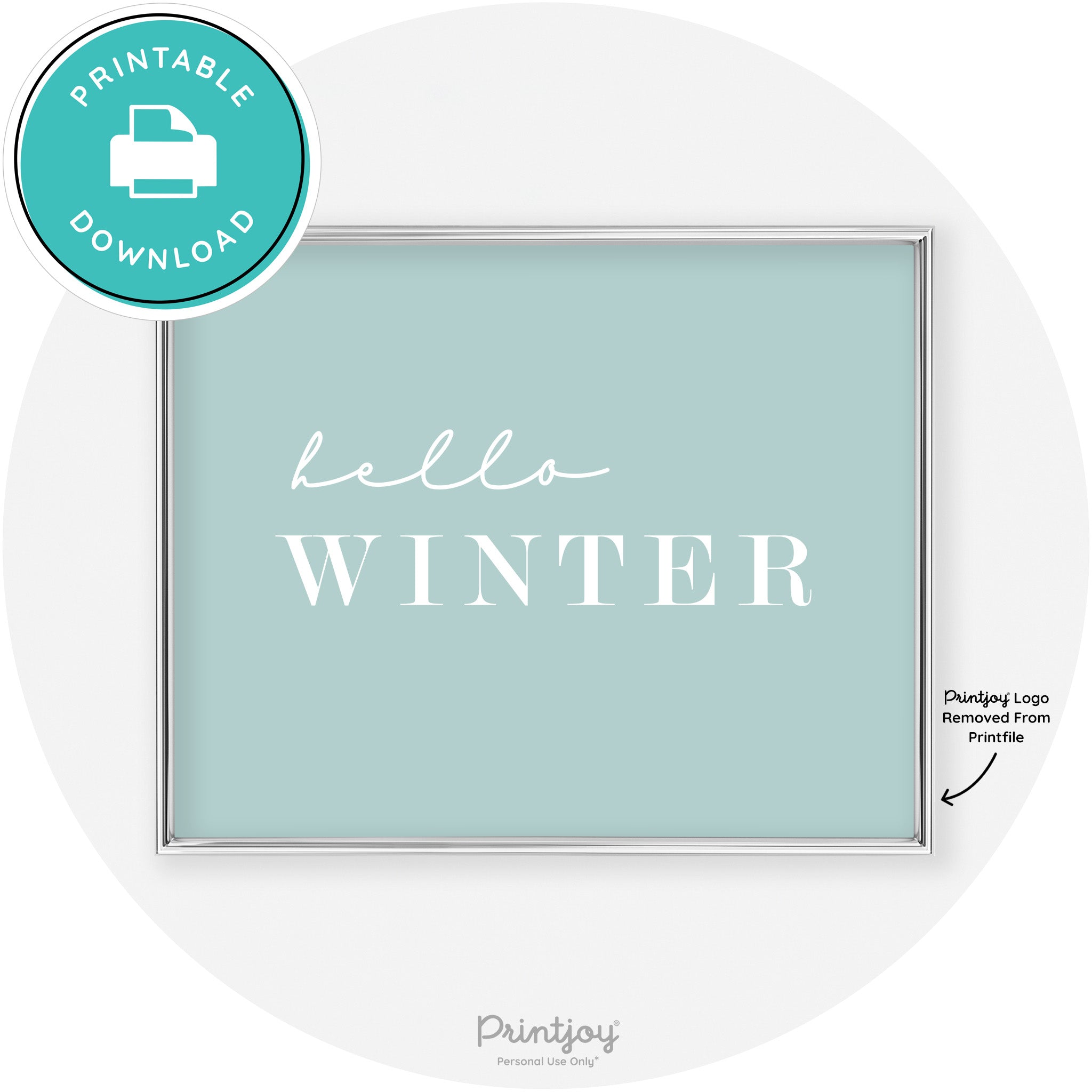 Hello Winter Cute Seasonal Modern Chic Wall Art Decor Free Printable
