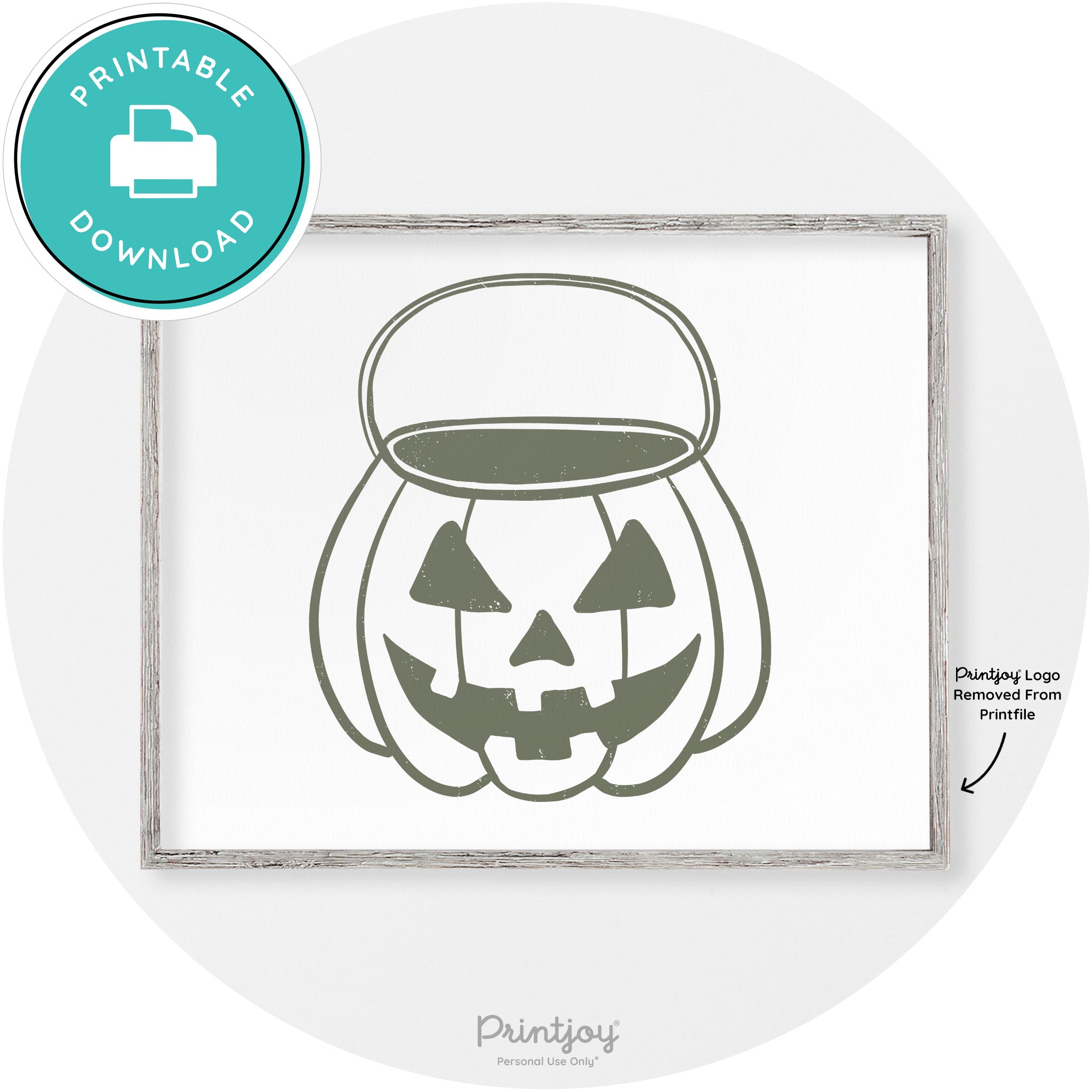 Jack O Lantern Treat Bucket Vintage Halloween Wall Art Free Printable - Printjoy
