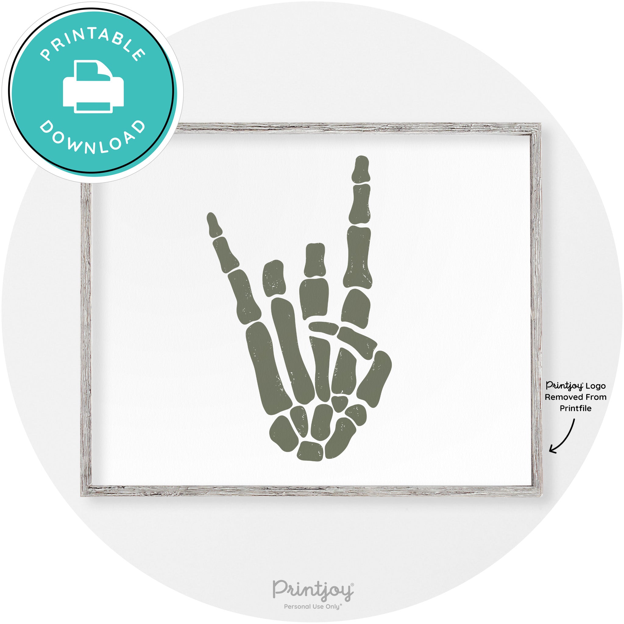 Skeleton Rock On Hand Bones Vintage Halloween Wall Art Free Printable - Printjoy