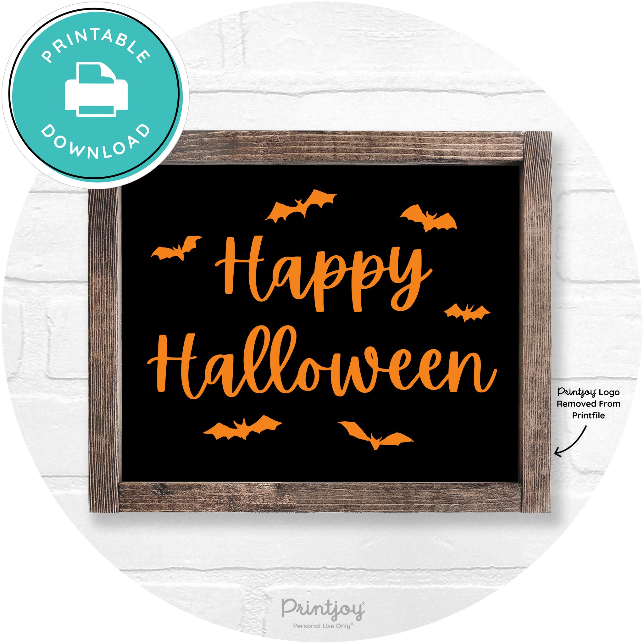 Happy Halloween Bats Rustic Farmhouse Wall Art Printable