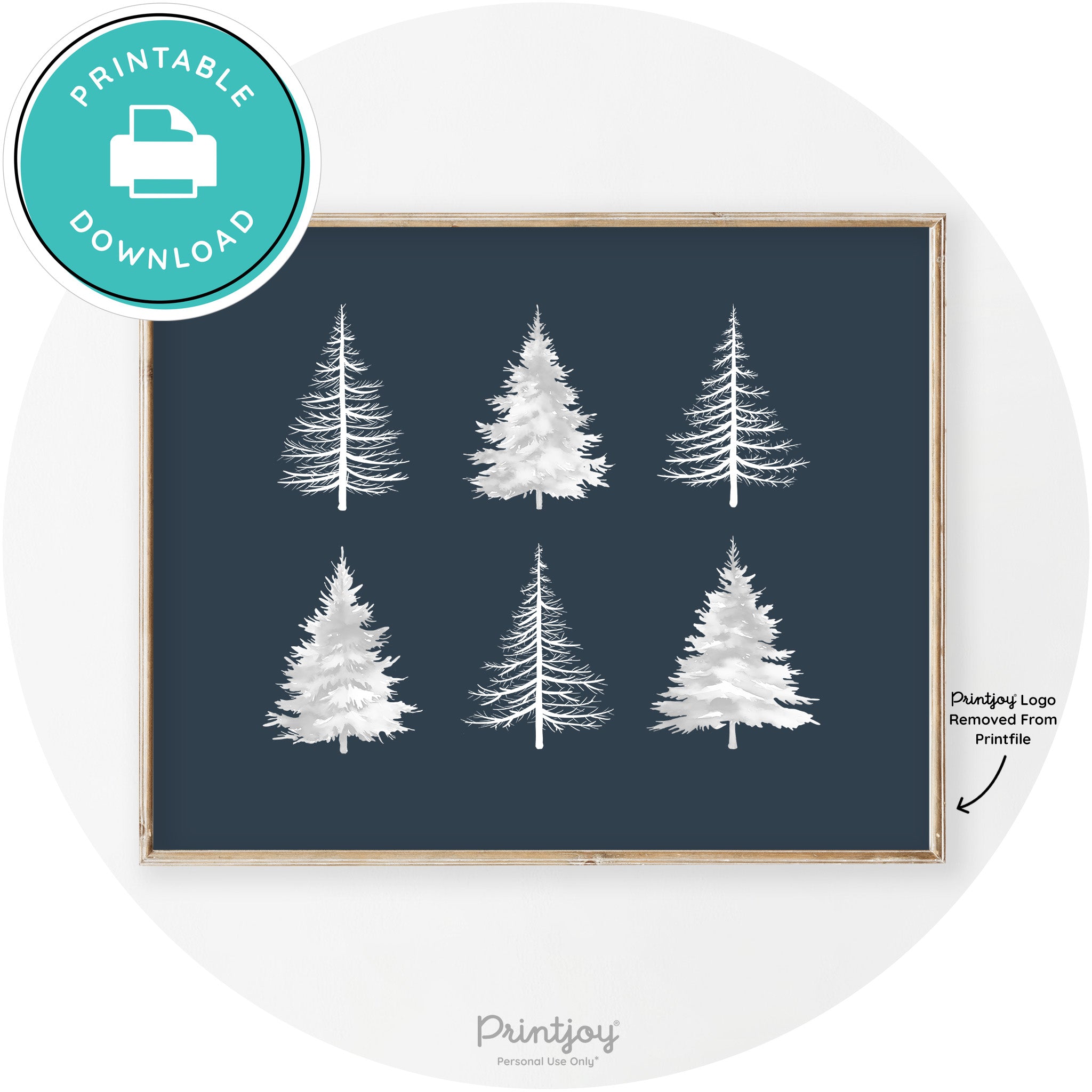 Christmas Trees Silhouette Modern Transitional Wall Art Free Printable - Printjoy