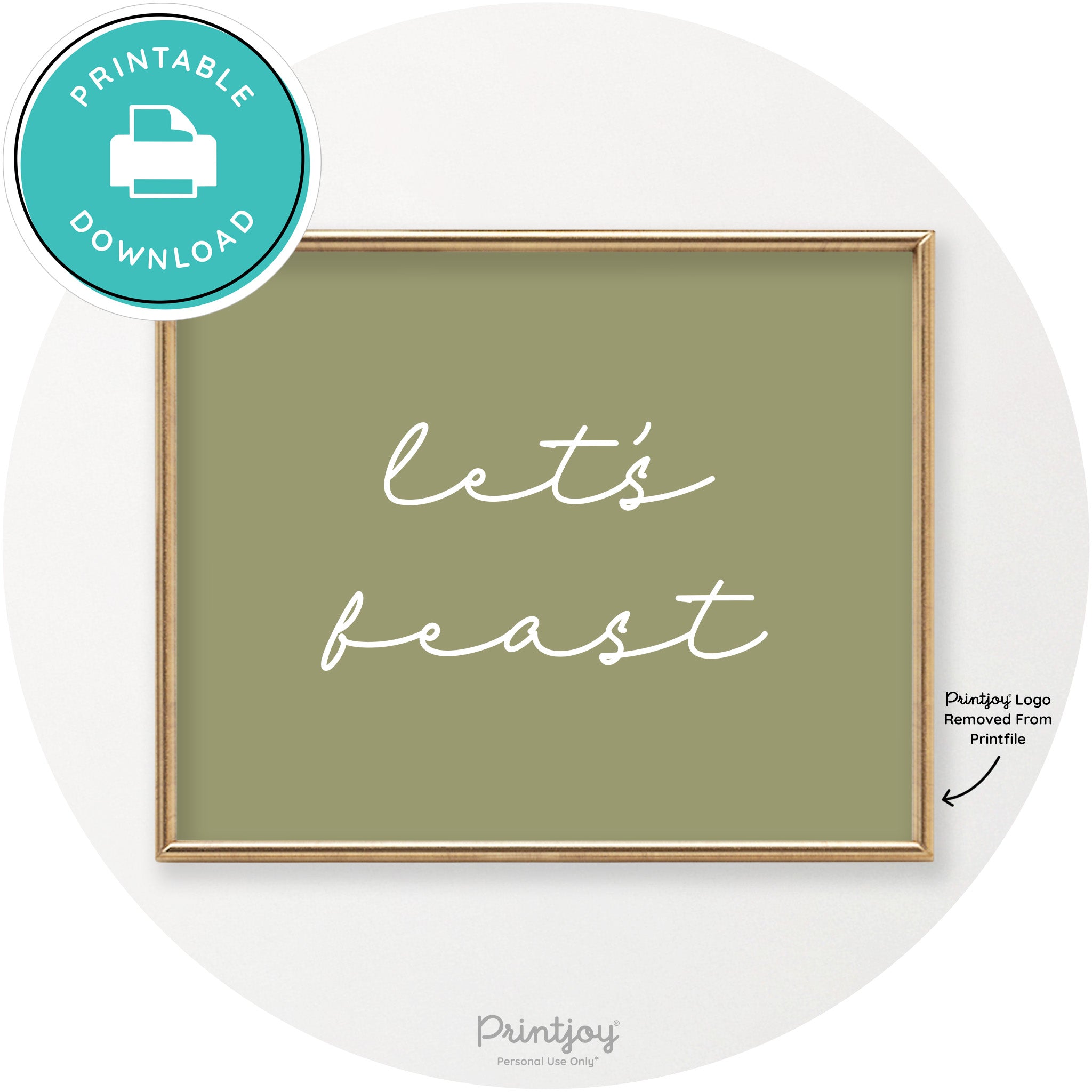 Let's Feast Cute Thanksgiving Modern Chic Wall Art Printable