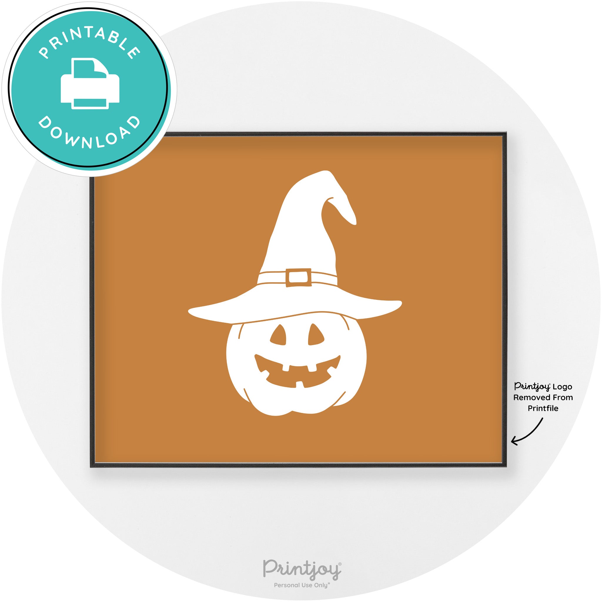 Halloween Cute Witch Jack O Lantern Chic Wall Art Printable