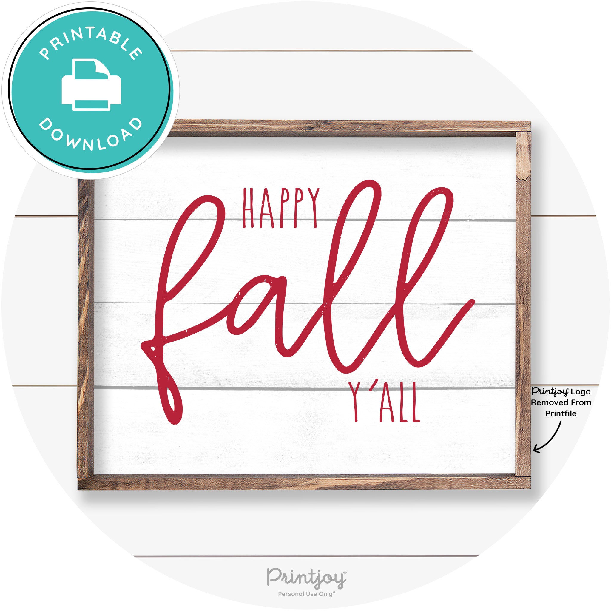 Happy Fall Y'all Cute Farmhouse Autumn Wall Art Decor Free Printable - Printjoy