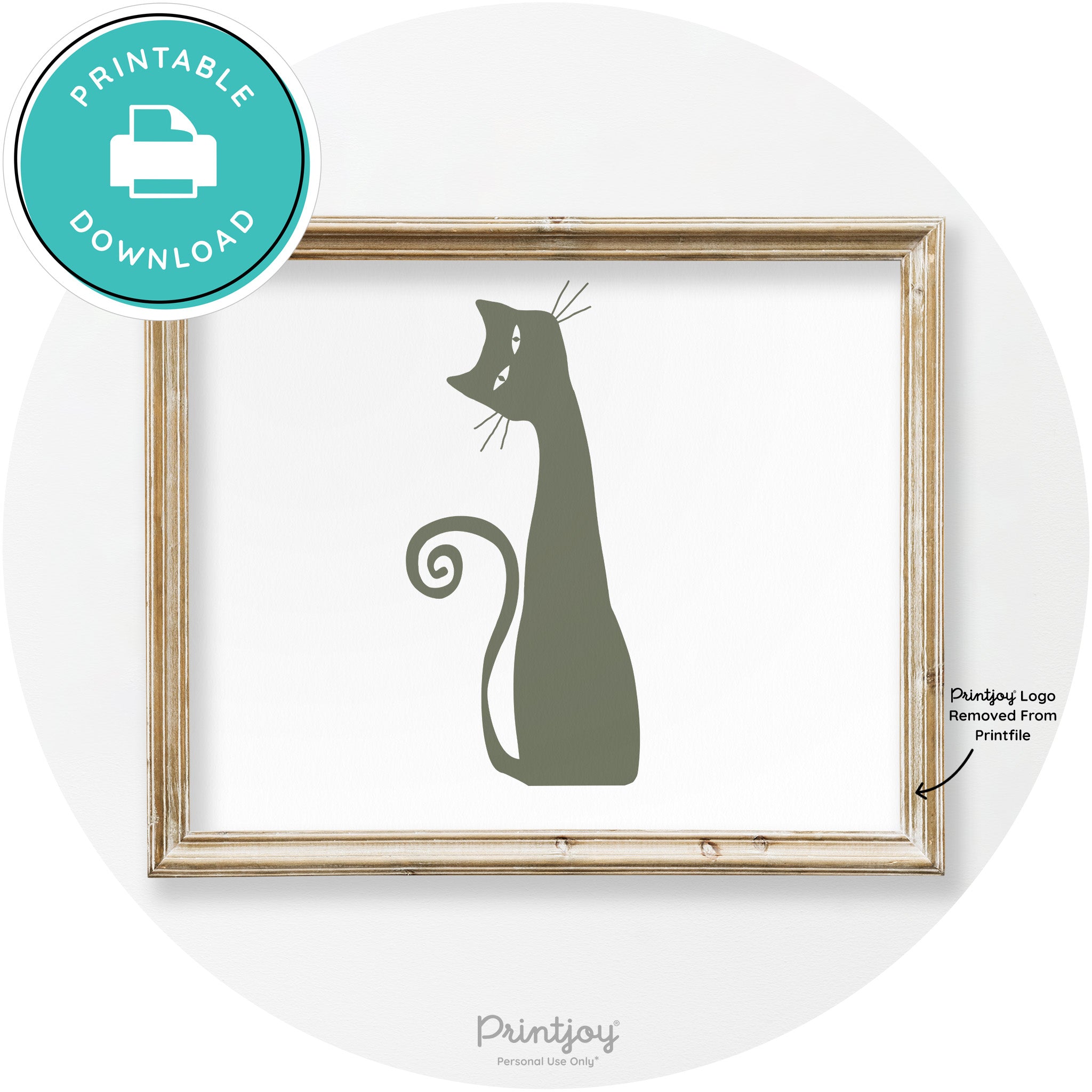 Creepy Skinny Cat Modern Vintage Halloween Wall Art Free Printable