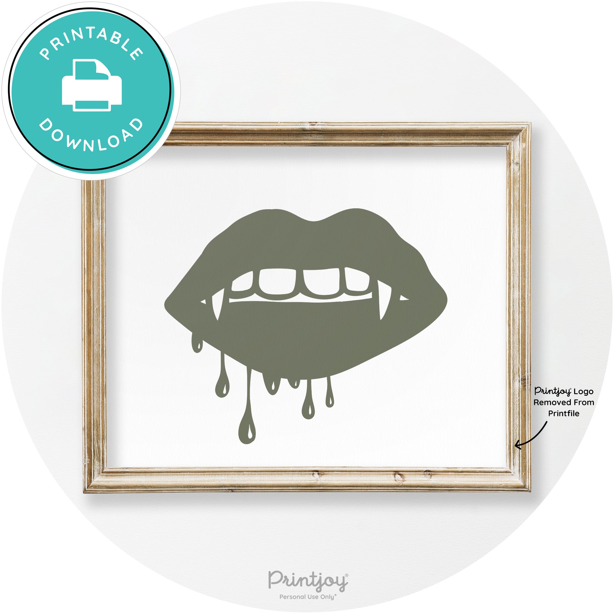 Dracula Fangs Teeth Modern Vintage Halloween Wall Art Free Printable