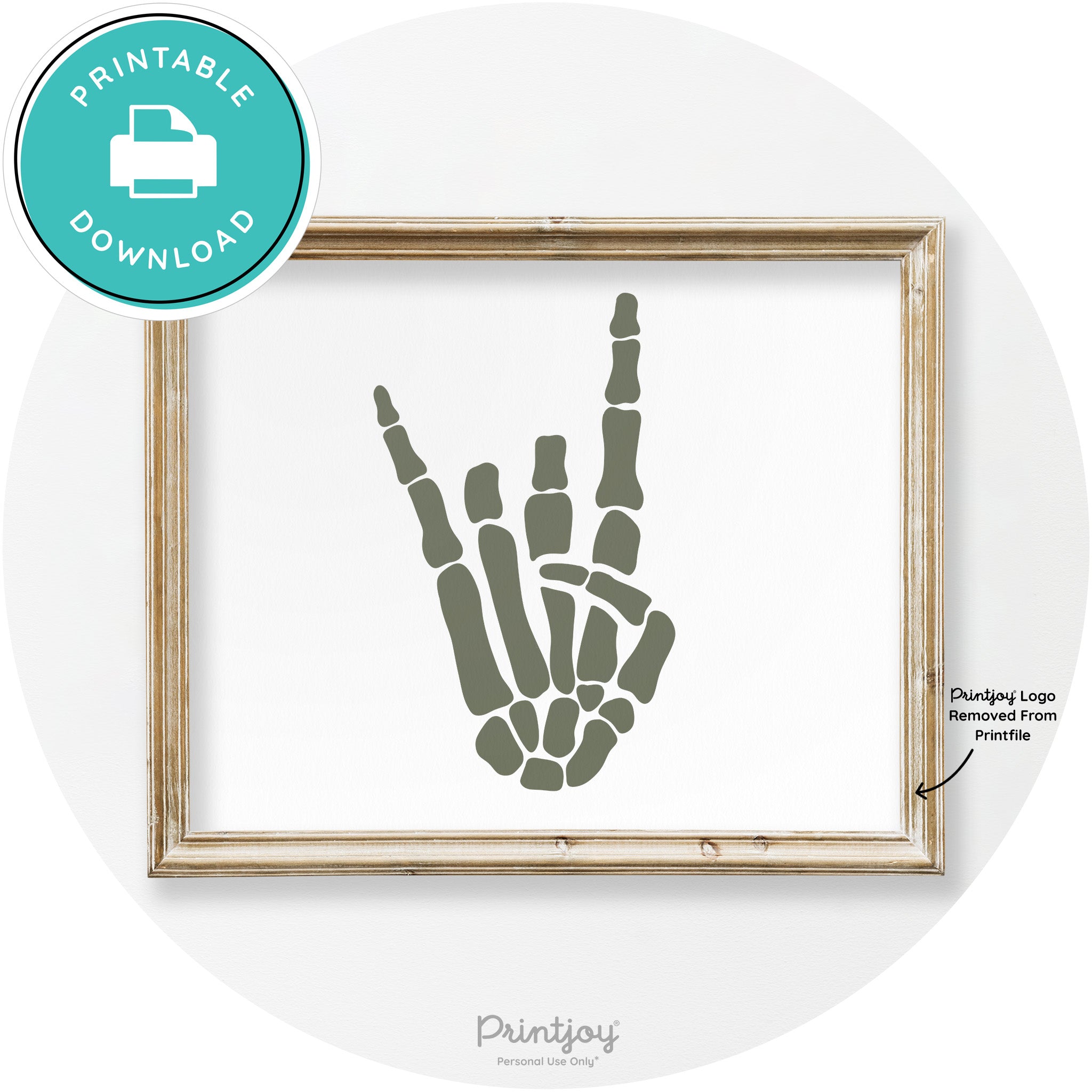 Skeleton Rock On Hand Bones Vintage Halloween Wall Art Free Printable