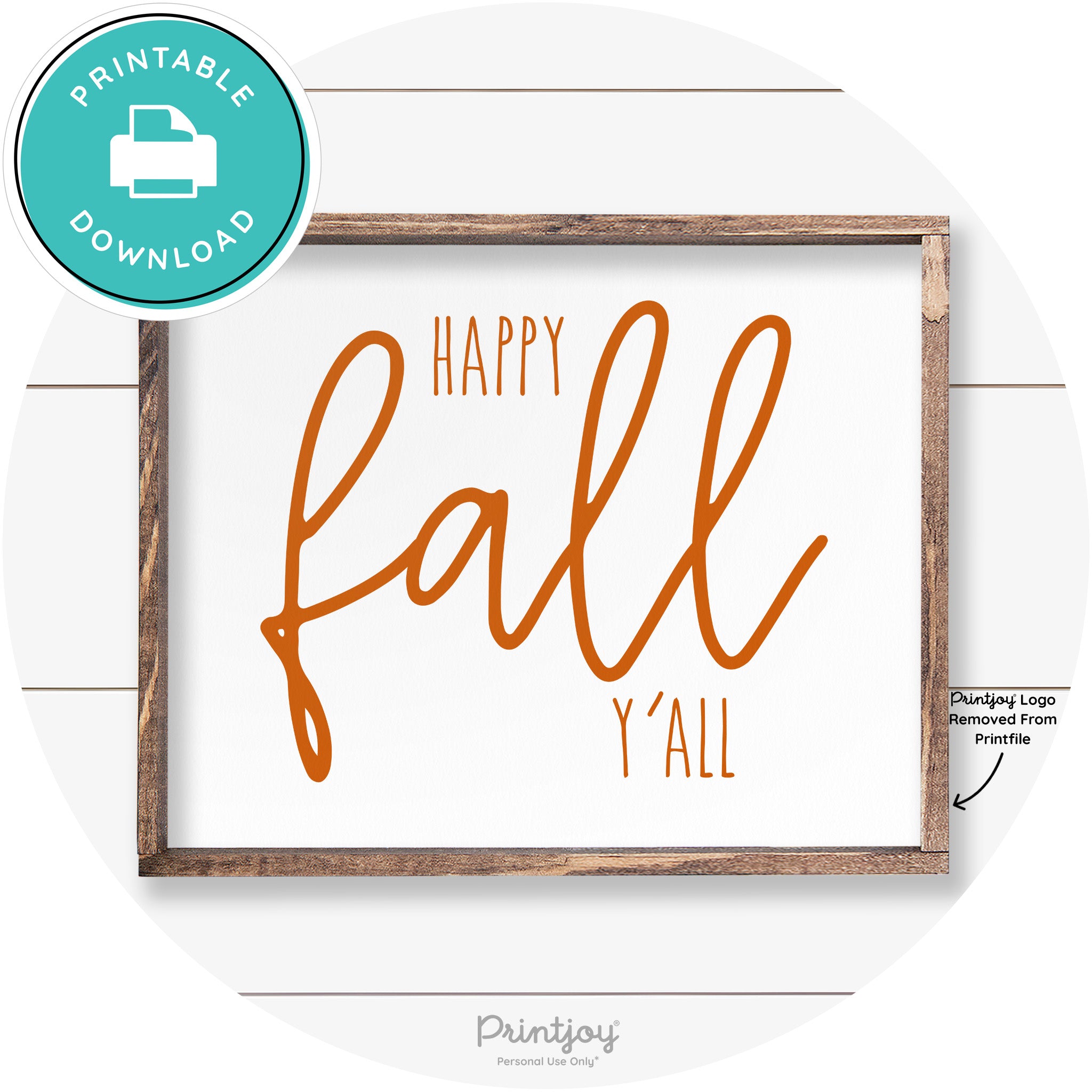 Happy Fall Y'all Cute Farmhouse Autumn Wall Art Decor Free Printable