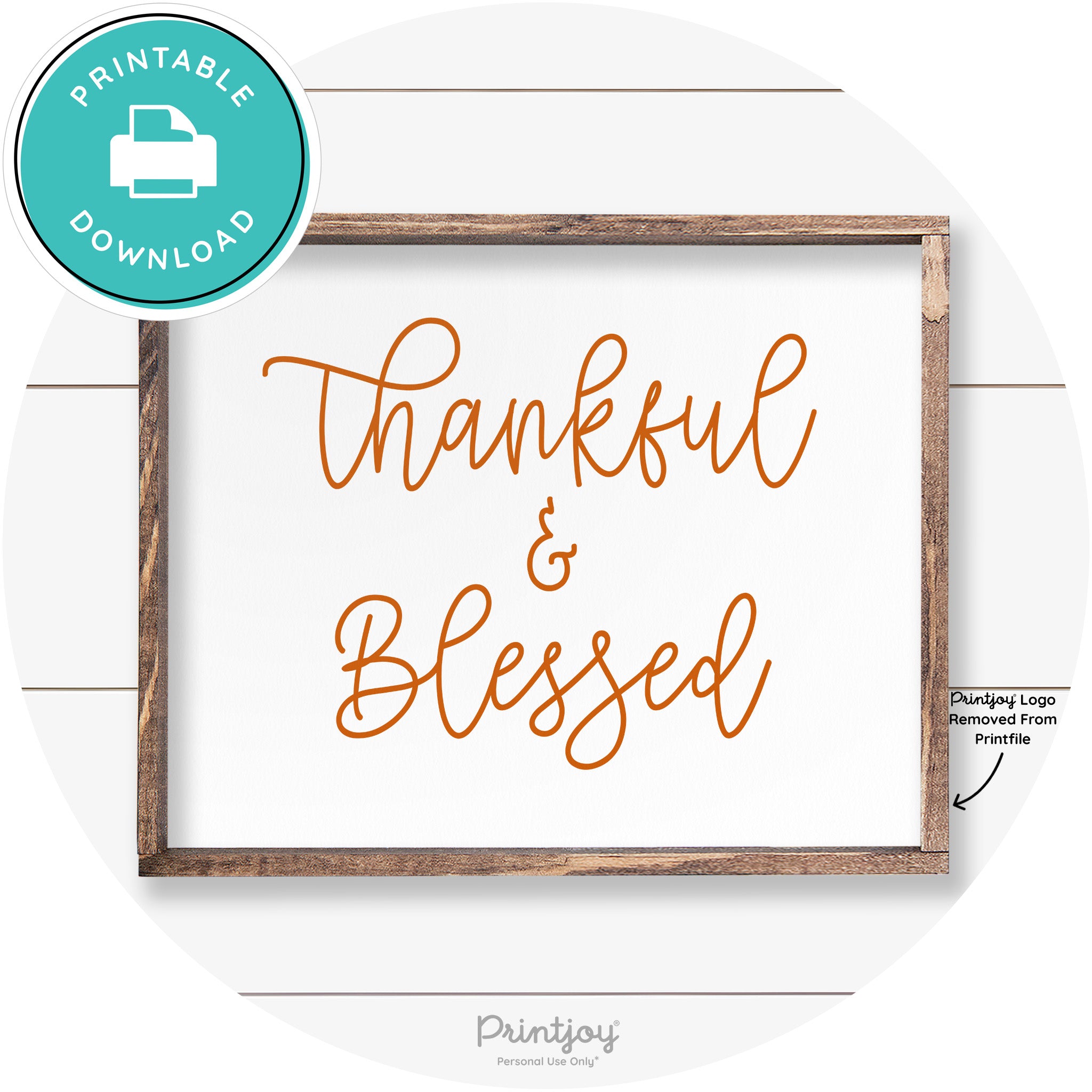 Thankful And Blessed Thanksgiving Farmhouse Wall Art Free Printable