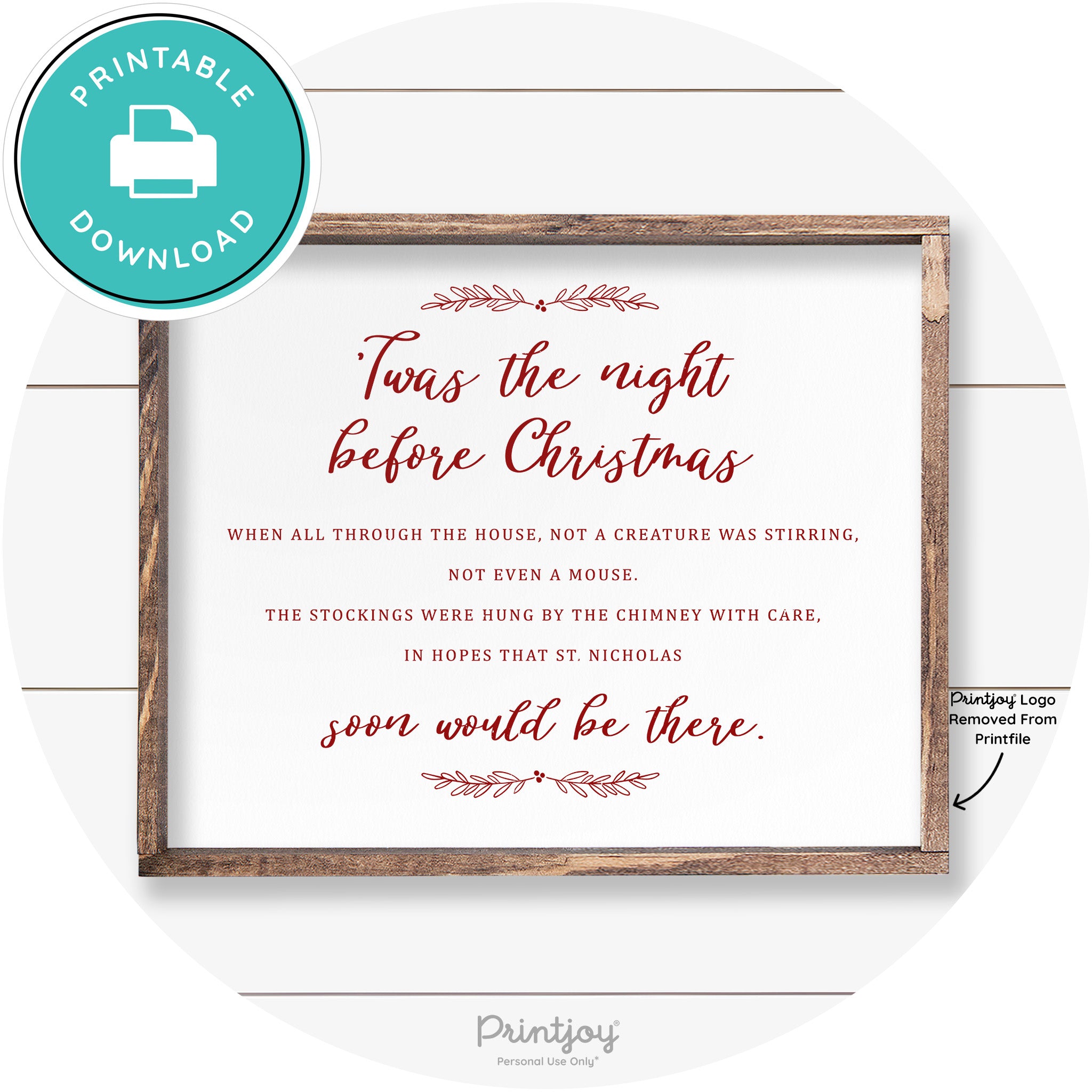 'Twas The Night Before Christmas Farmhouse Wall Art Free Printable