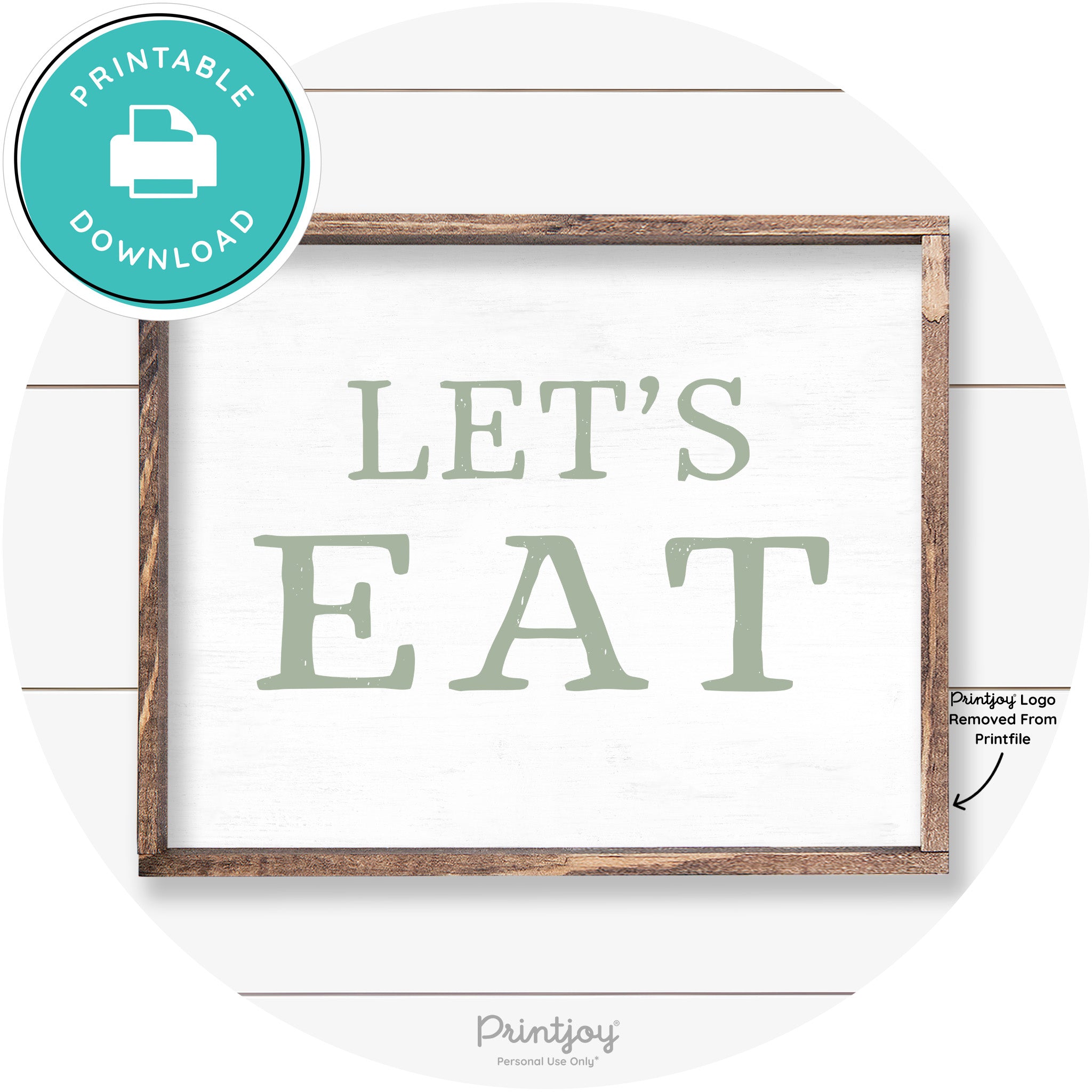 Let's Eat Kitchen Sign Rustic Farmhouse Wall Art Decor Free Printable