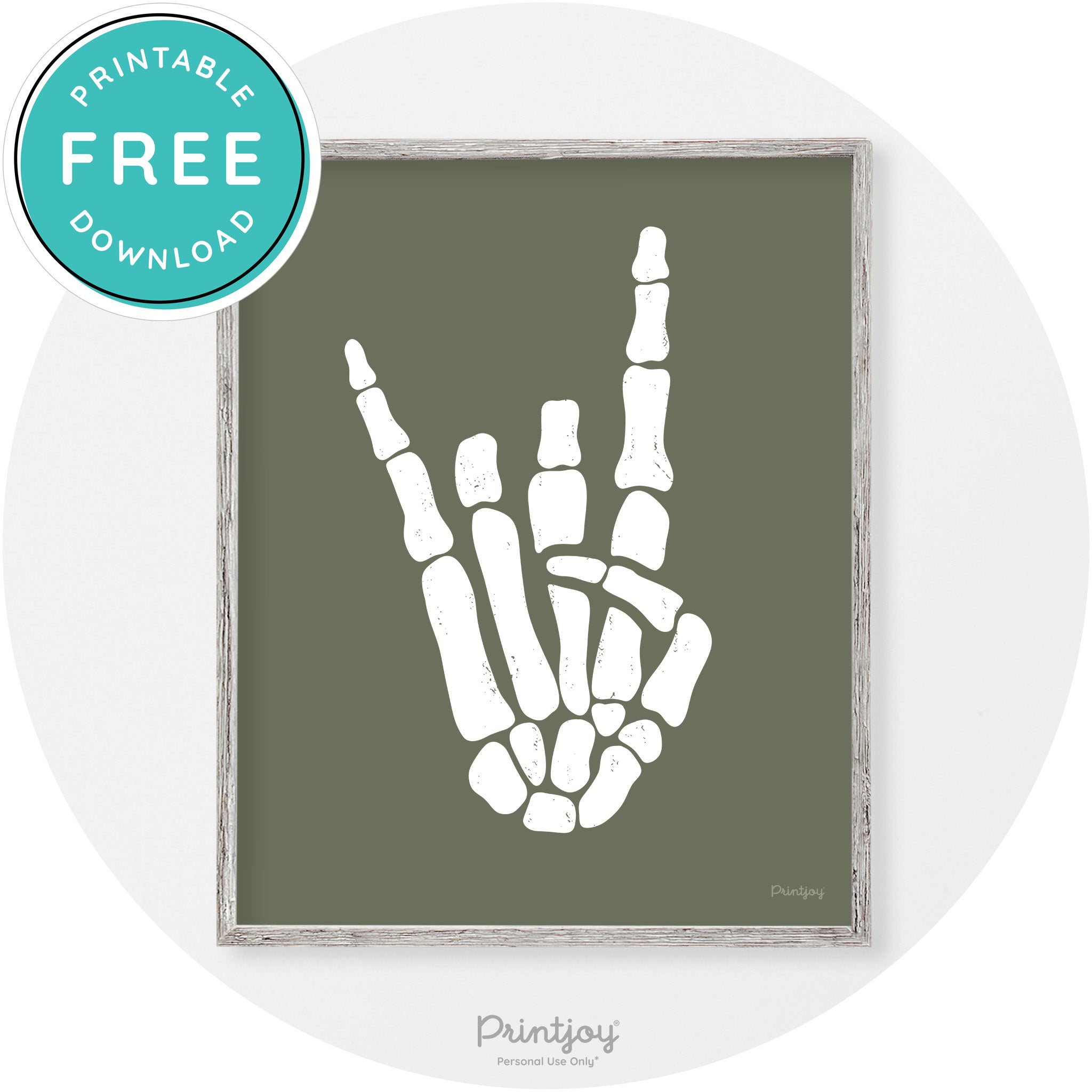 Skeleton Rock On Hand Bones Vintage Halloween Wall Art Free Printable - Printjoy