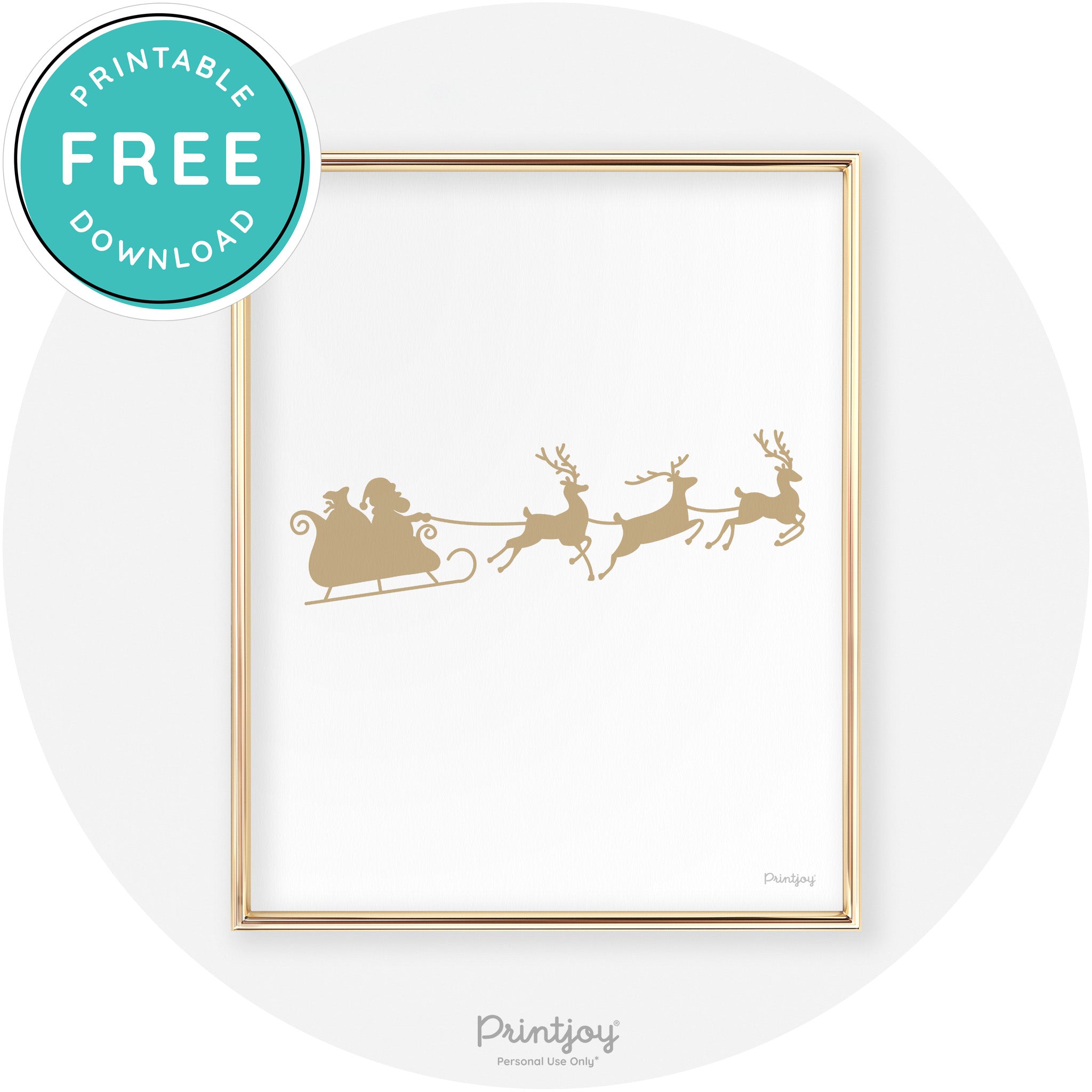 Santa Sleigh Reindeer Silhouette Cute Chic Wall Art Free Printable