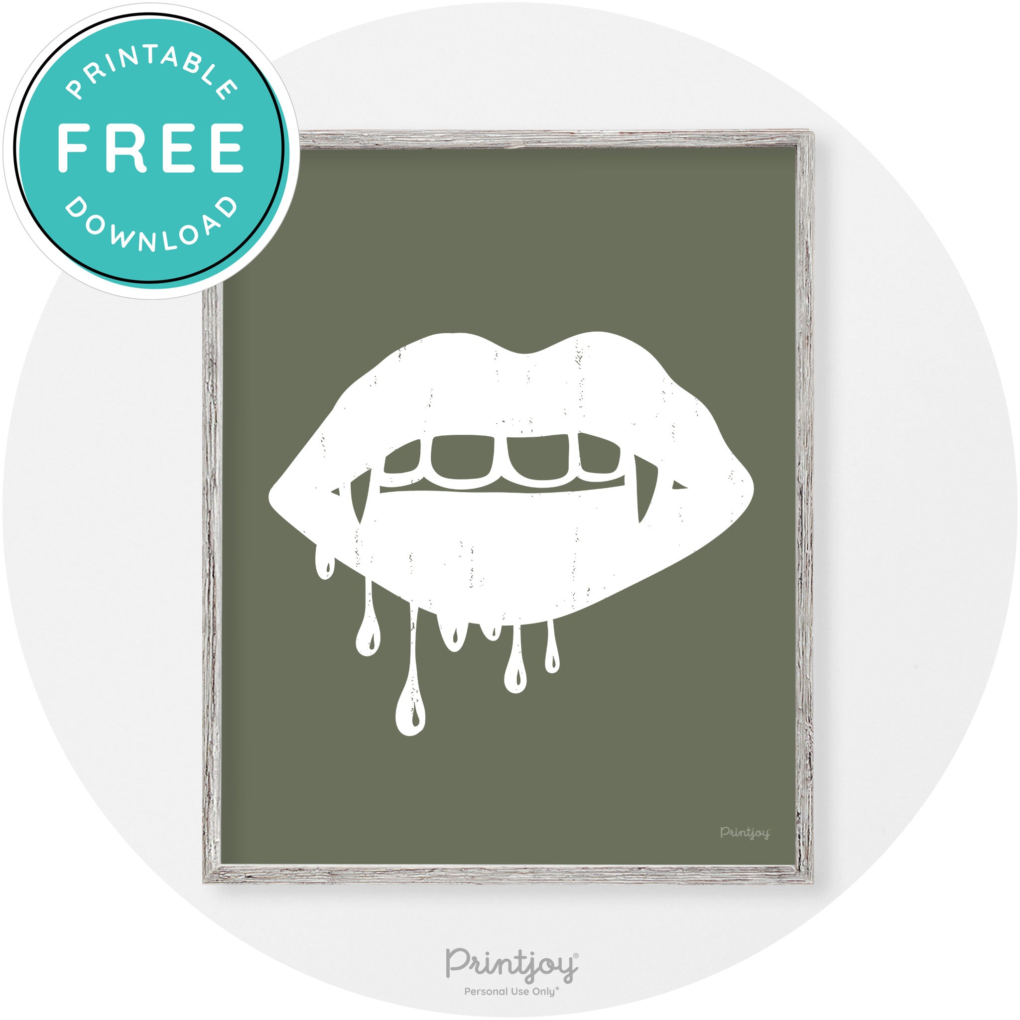 Dracula Fangs Teeth Modern Vintage Halloween Wall Art Free Printable - Printjoy