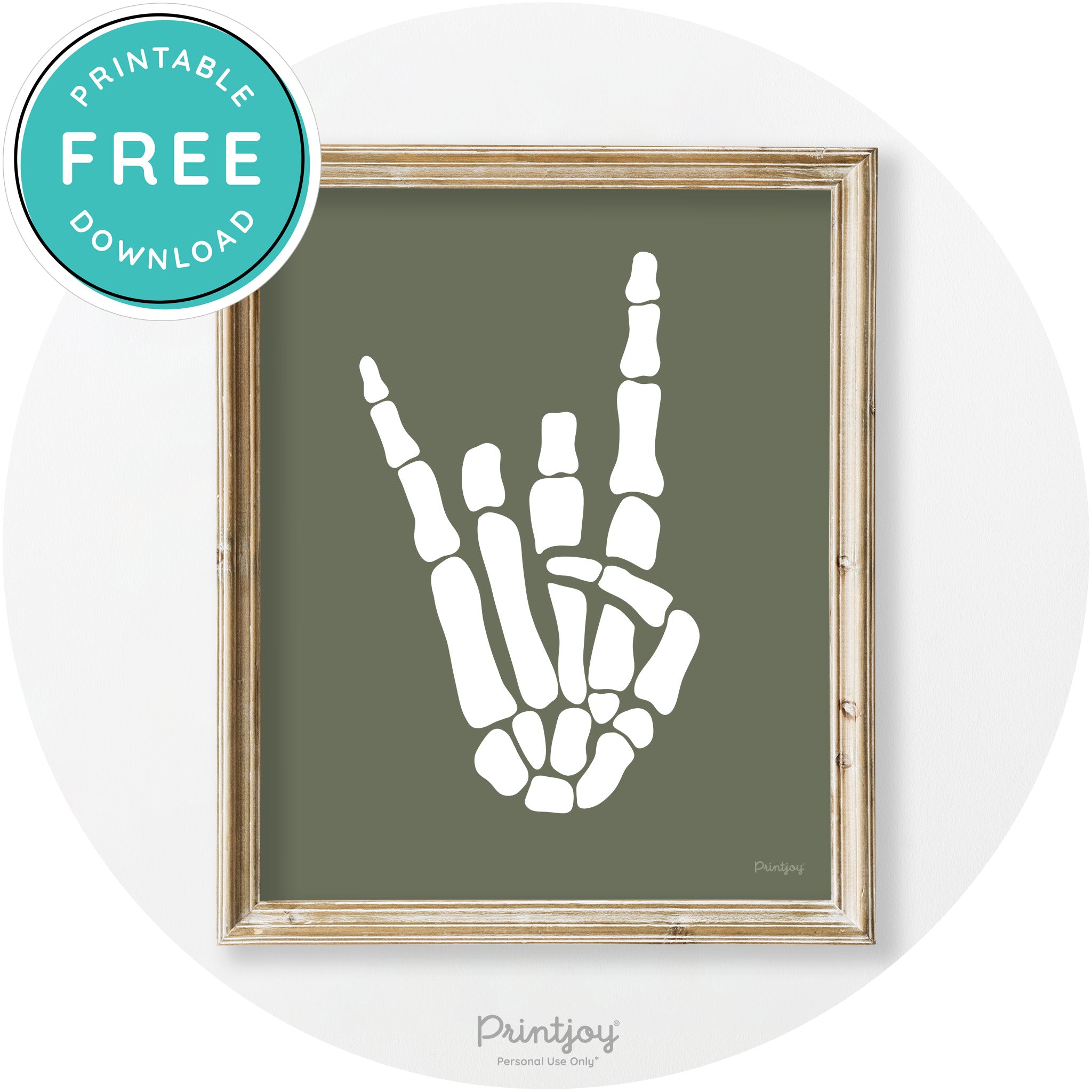 Skeleton Rock On Hand Bones Vintage Halloween Wall Art Free Printable
