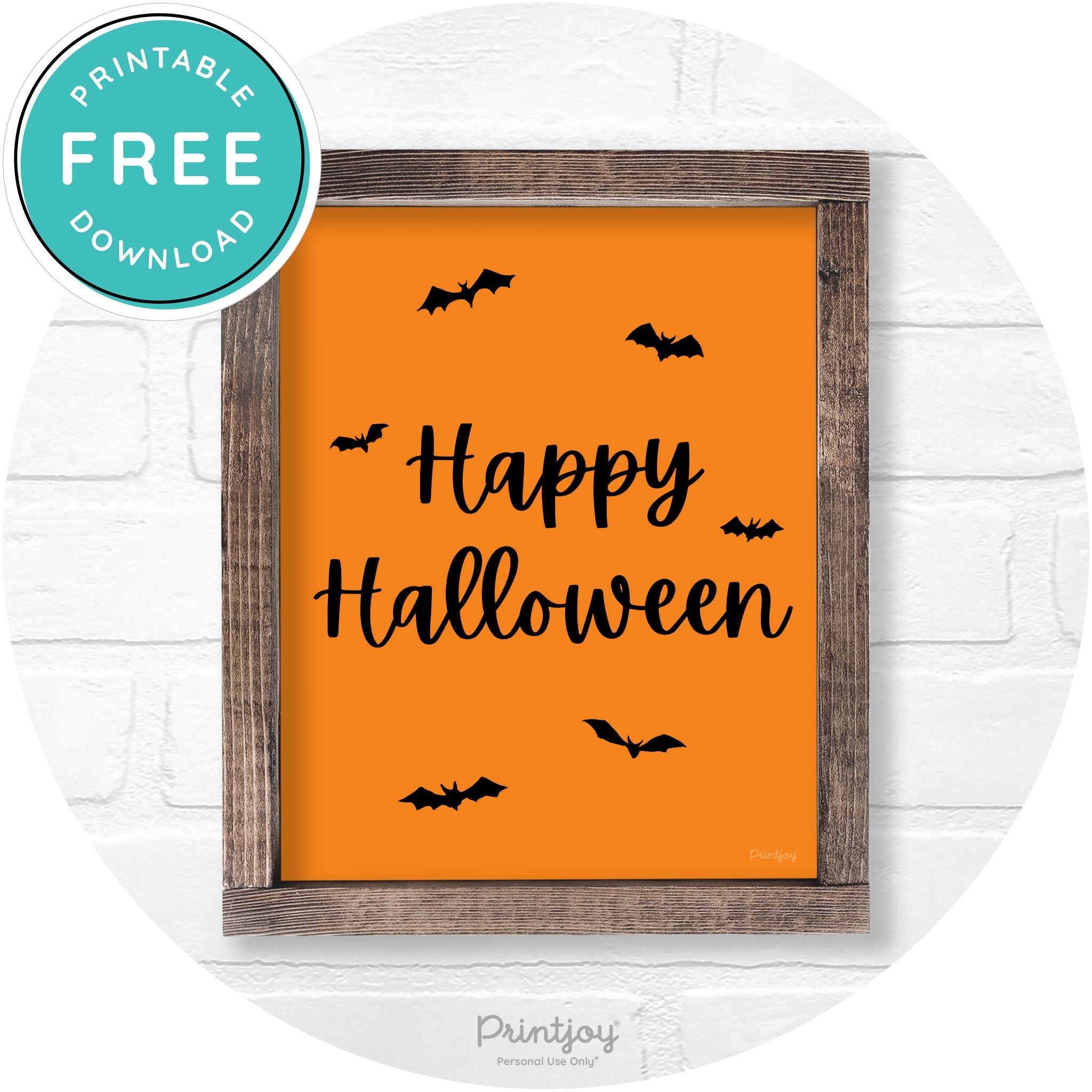 Happy Halloween Bats Rustic Farmhouse Wall Art Printable