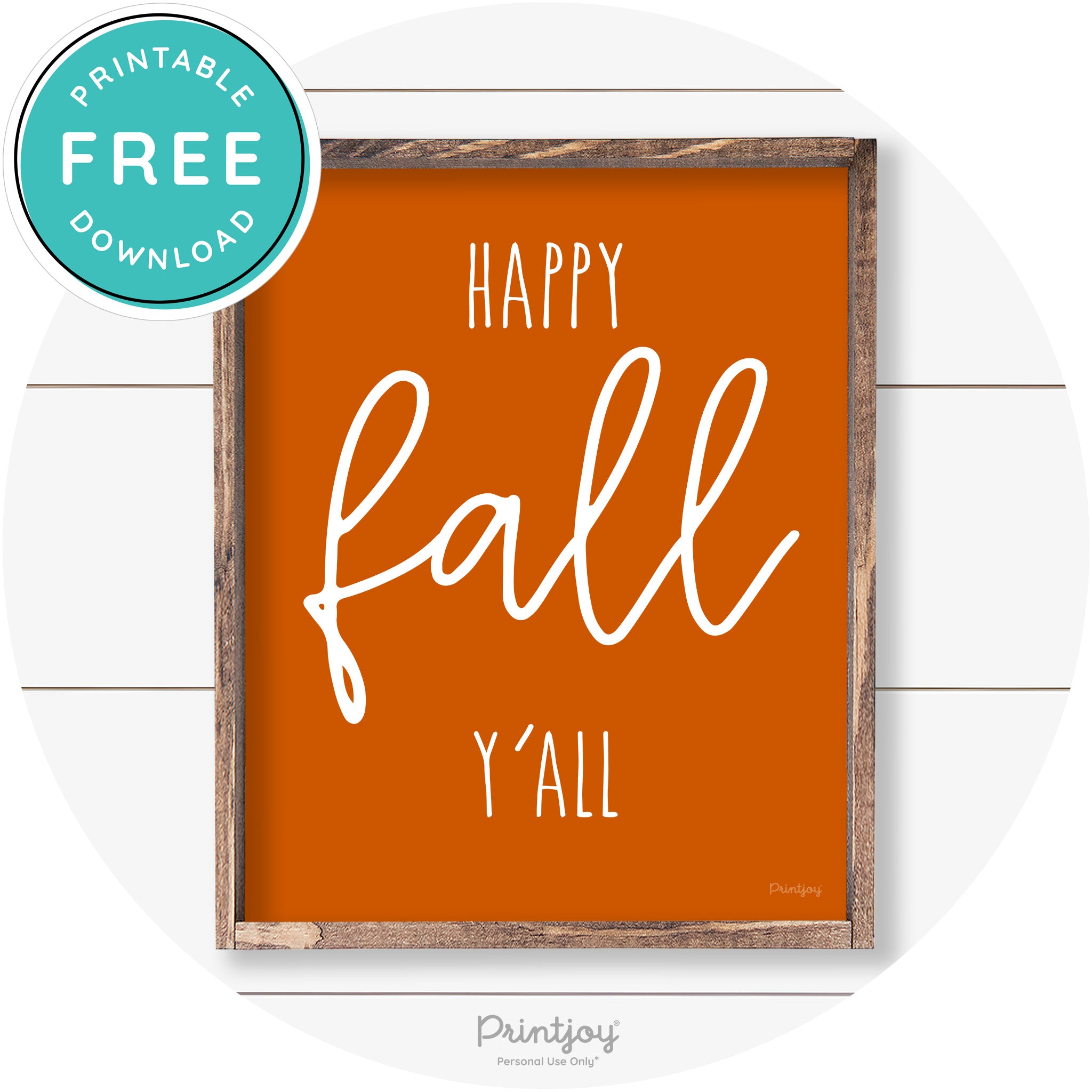 Happy Fall Y'all Cute Farmhouse Autumn Wall Art Decor Free Printable