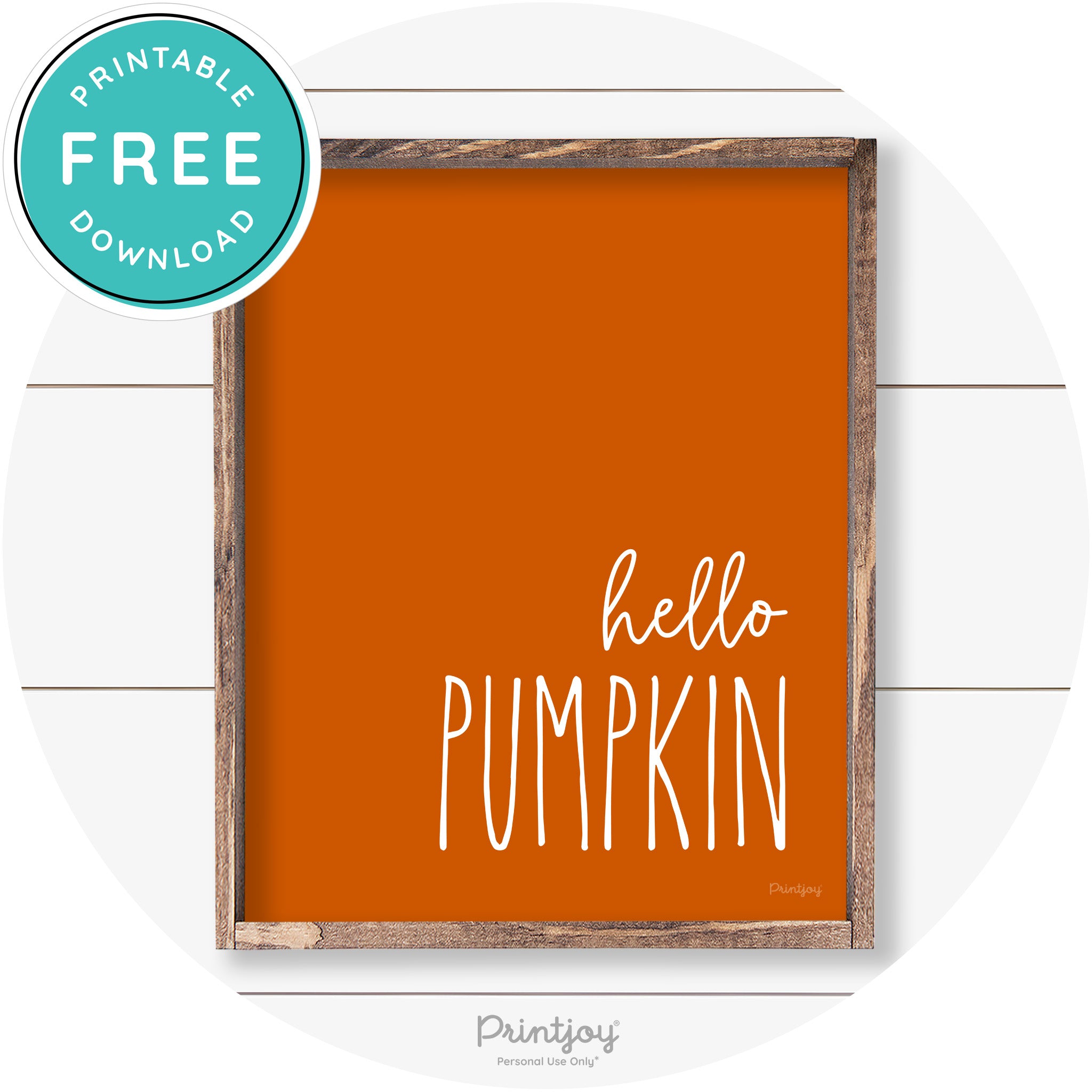 Hello Pumpkin Cute Fun Simple Farmhouse Wall Art Free Printable