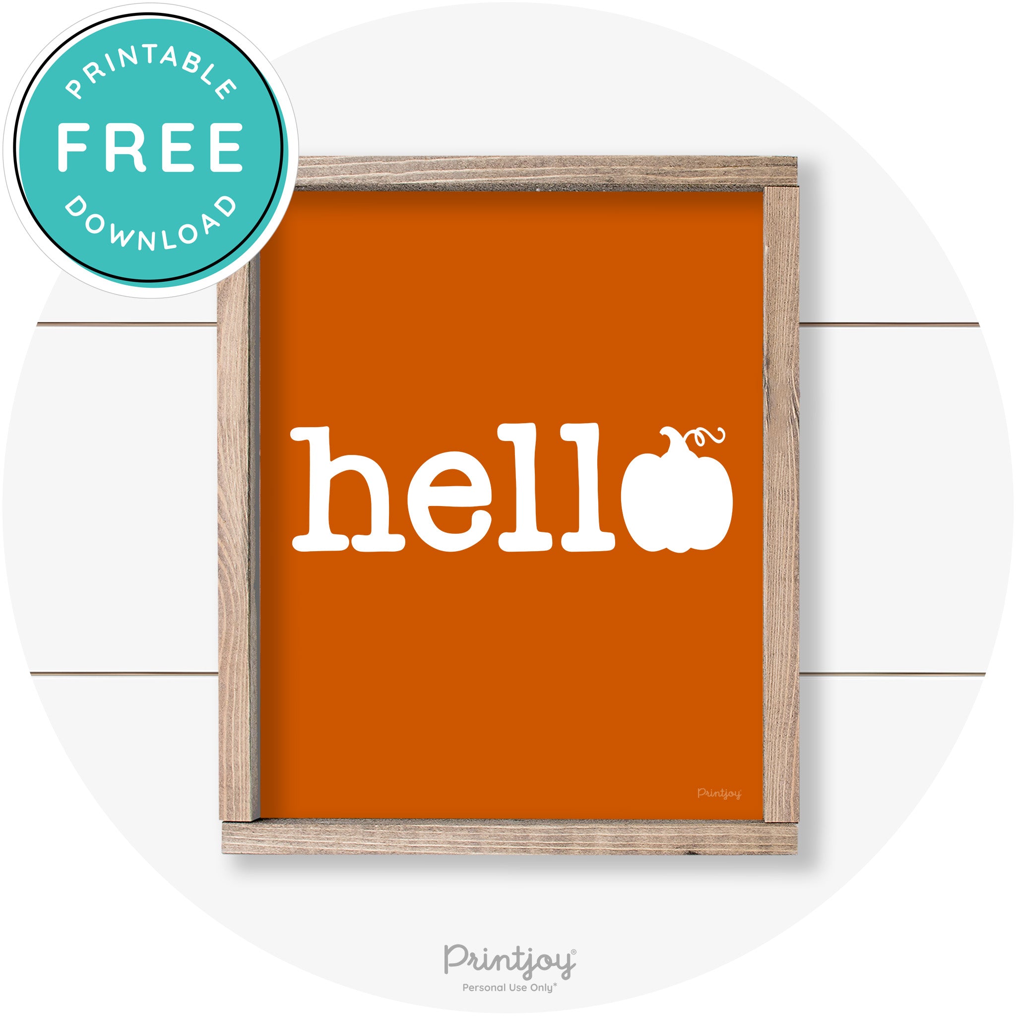 Hello Pumpkin Fall Autumn Cute Farmhouse Wall Art Free Printable