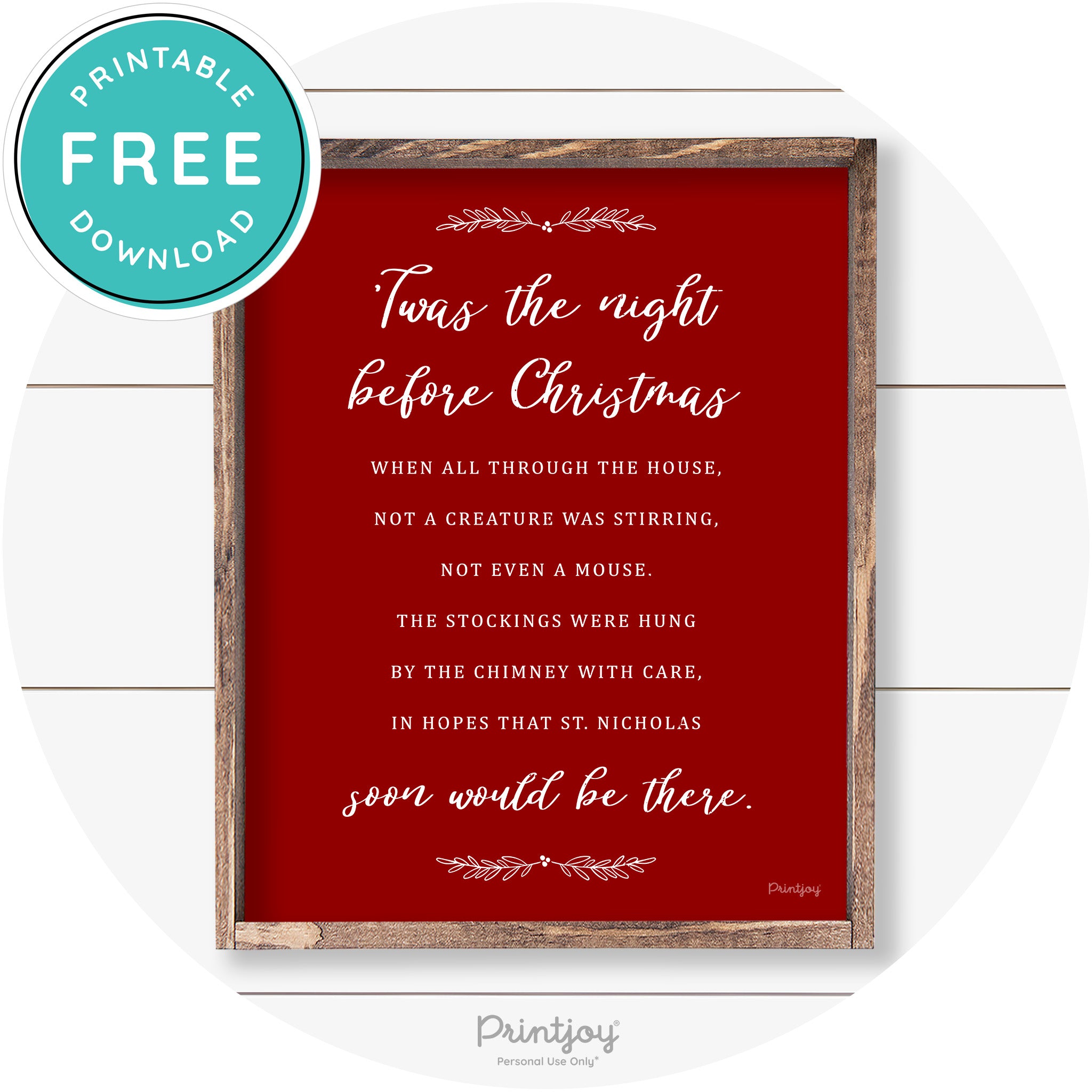'Twas The Night Before Christmas Farmhouse Wall Art Free Printable
