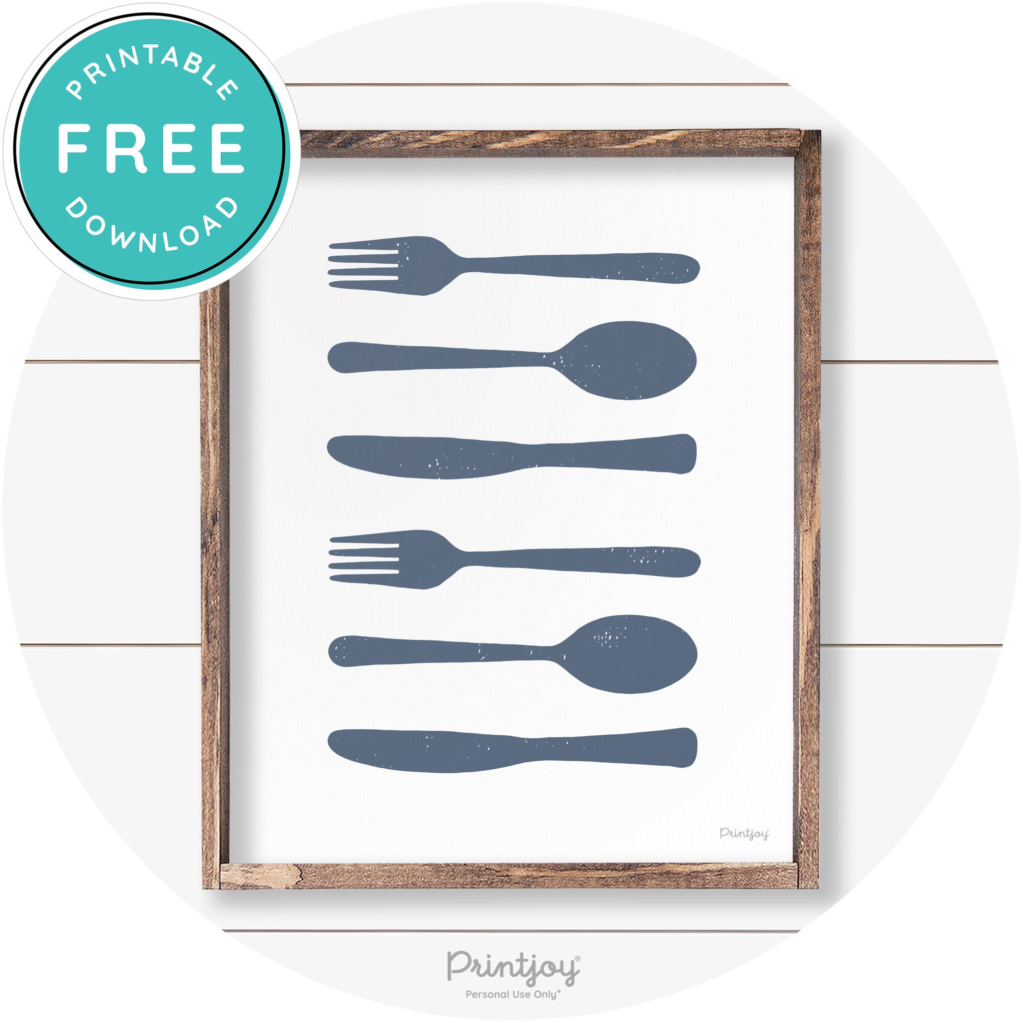 Fork Spoon Knife Pattern Farmhouse Kitchen Wall Art Free Printable